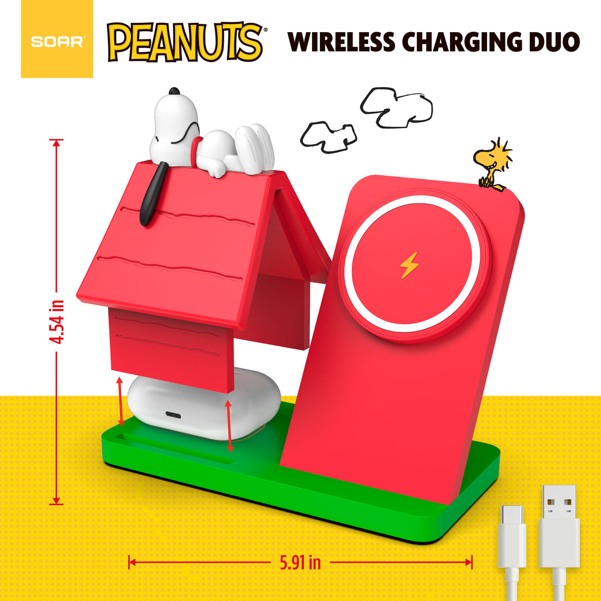 Peanuts Wireless Charging Station Red Dog House
