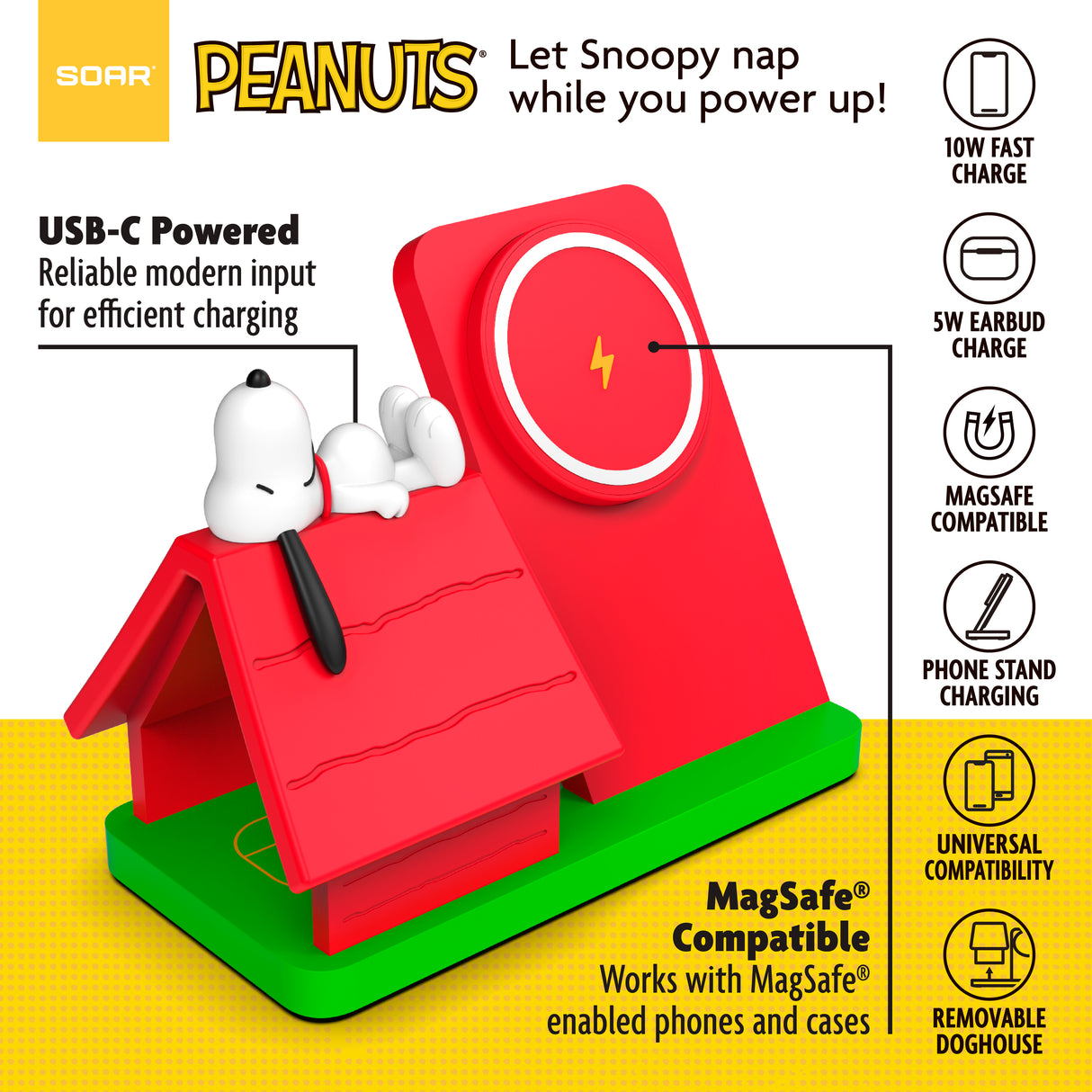 Peanuts Wireless Charging Station Red Dog House