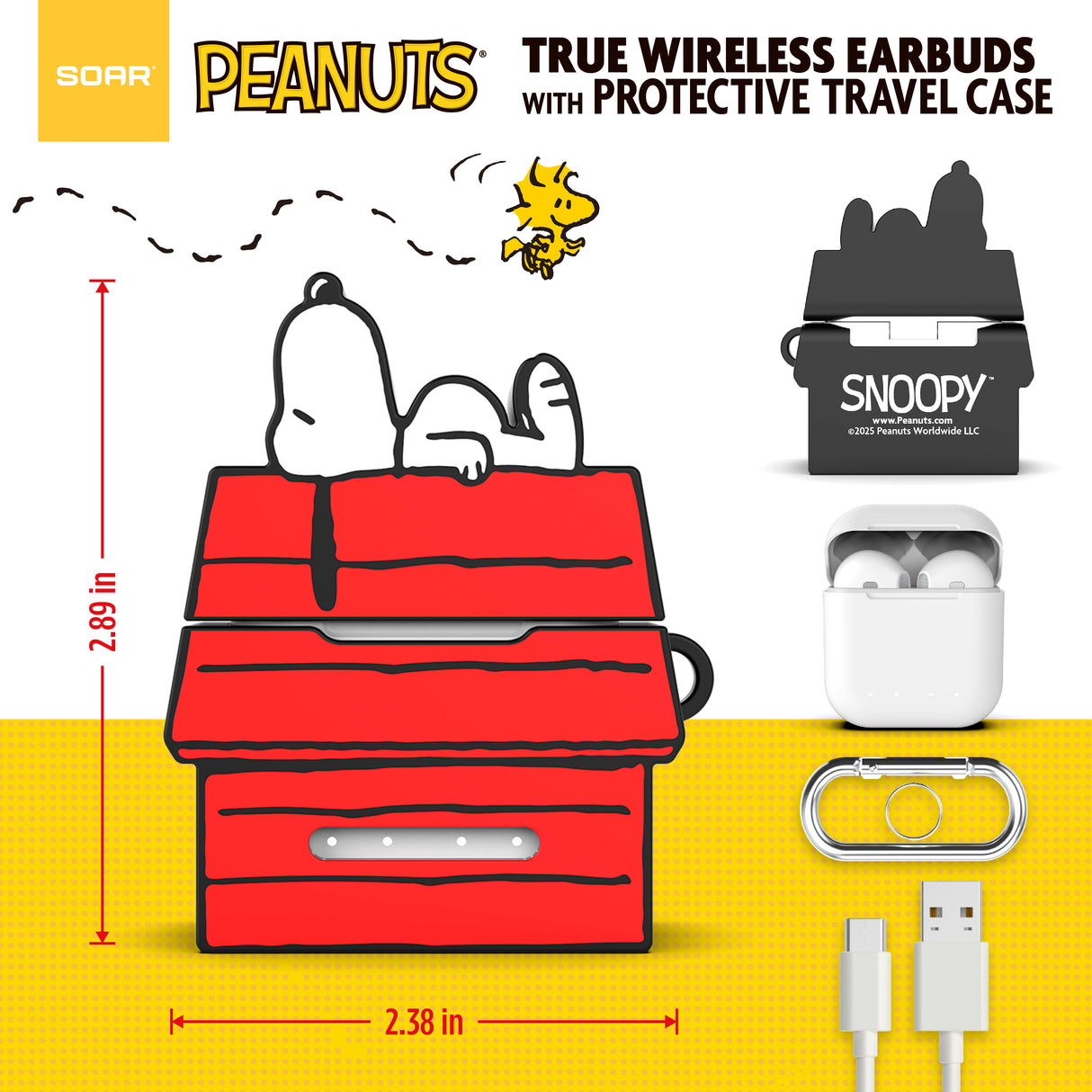 Peanuts True Wireless Earbuds with Protective Case Red Dog House
