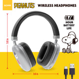 Peanuts Active Noise Cancelling Wireless Headphones Silver- Joe Cool