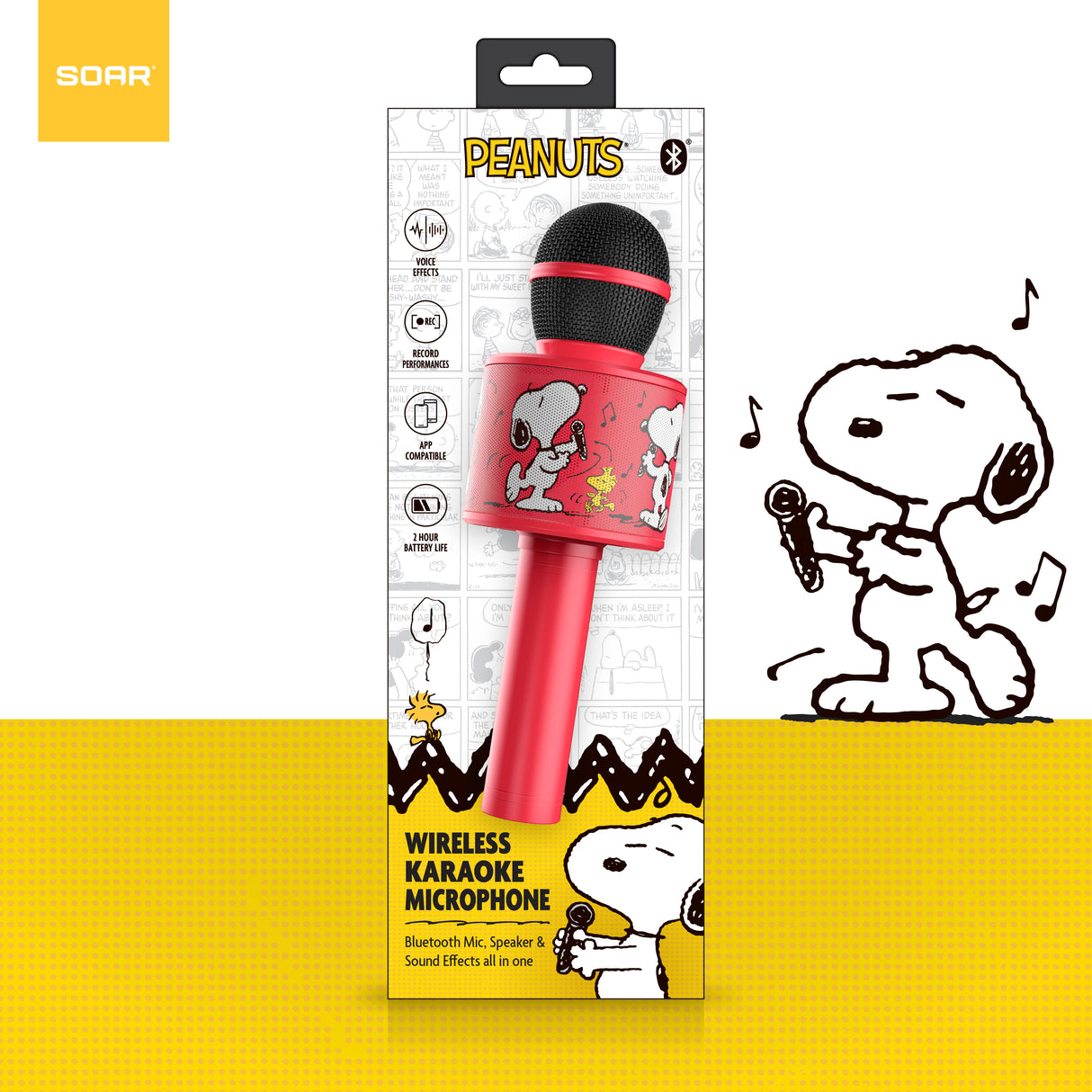Peanuts Wireless Karaoke Microphone- Red