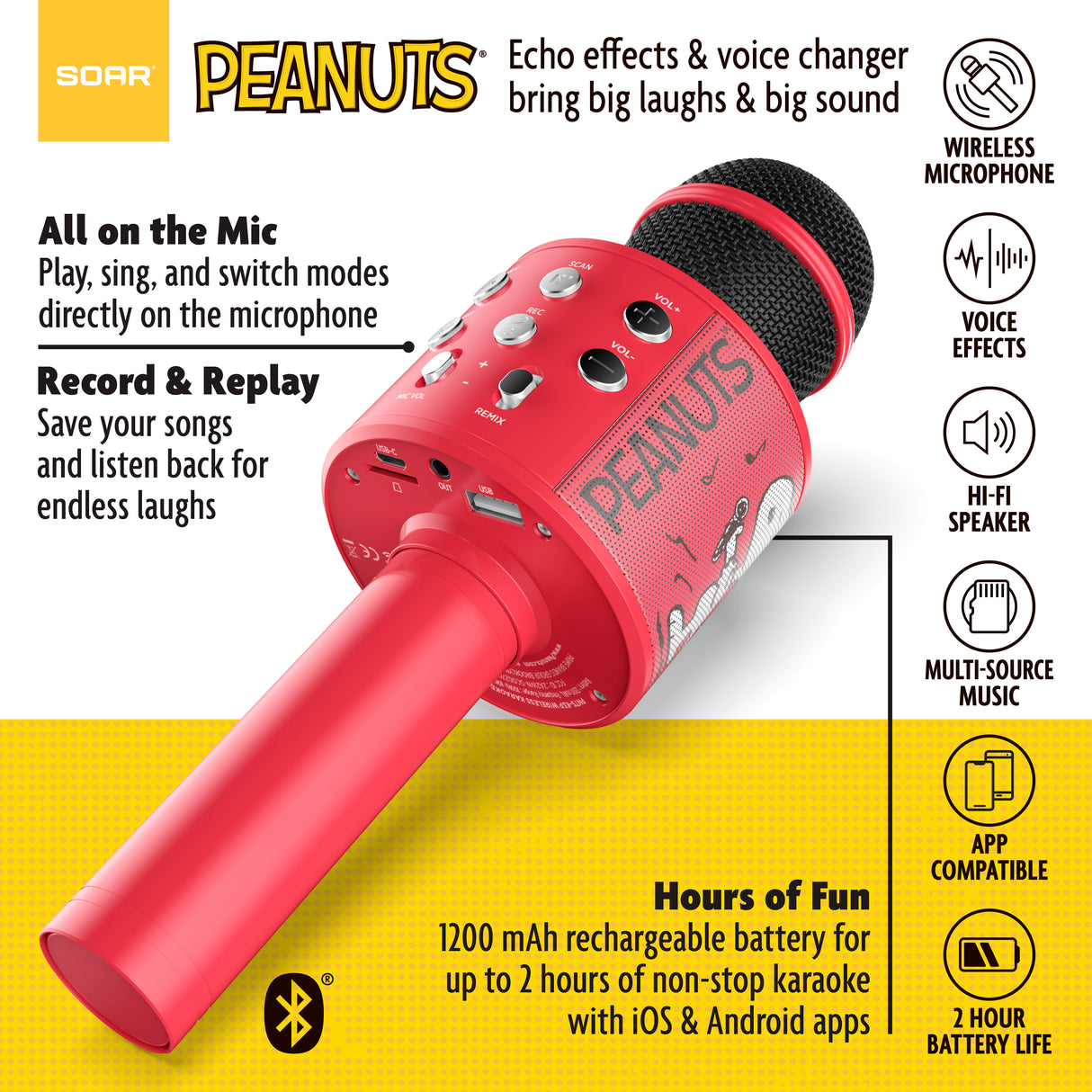 Peanuts Wireless Karaoke Microphone- Red