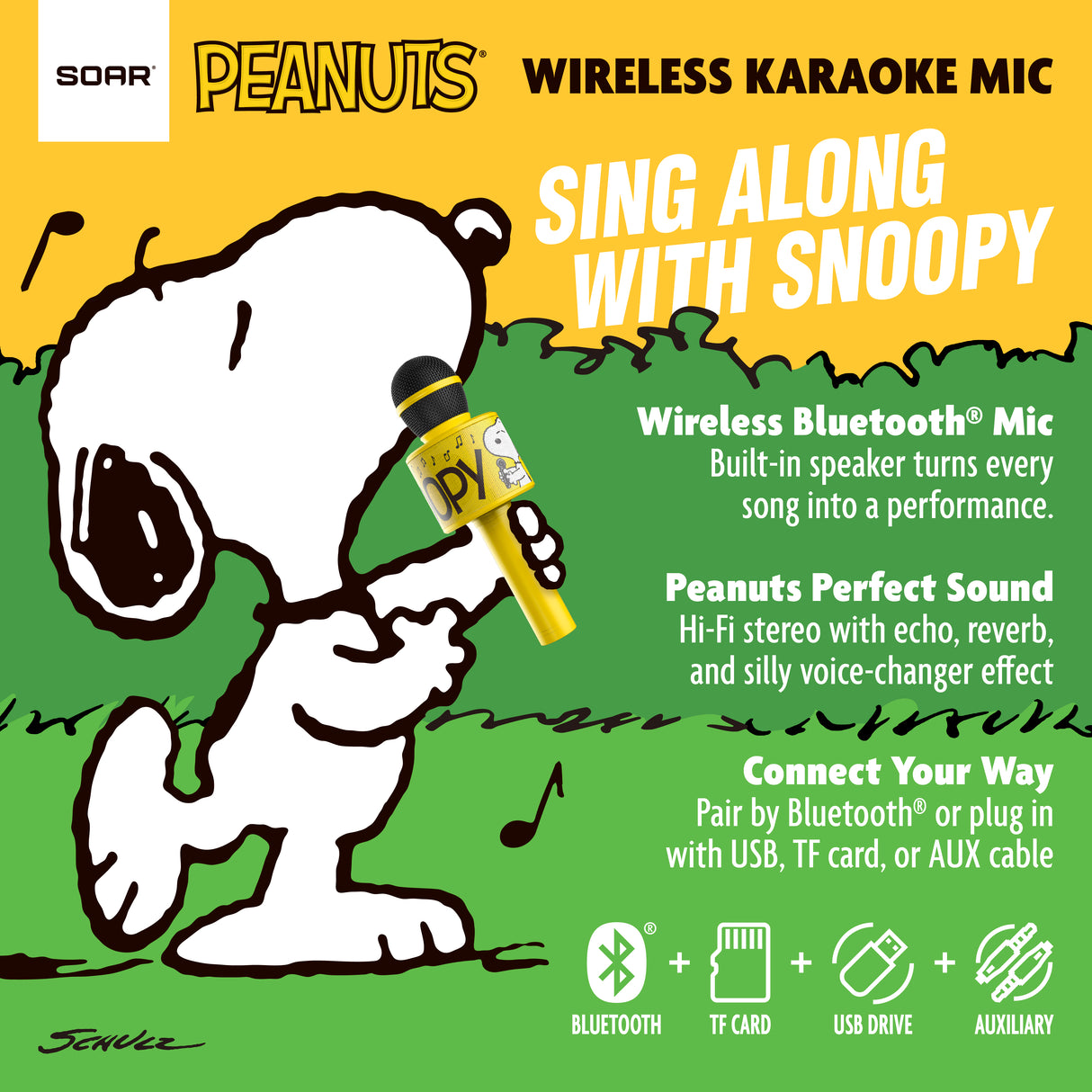 Peanuts Wireless Karaoke Microphone- Yellow