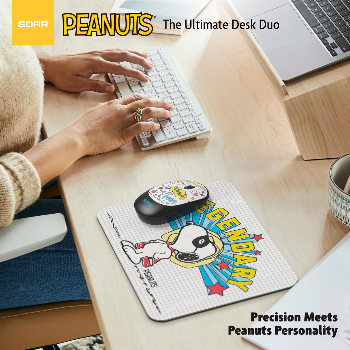 Peanuts Mouse & Mouse Pad Combo White- Legendary Snoopy