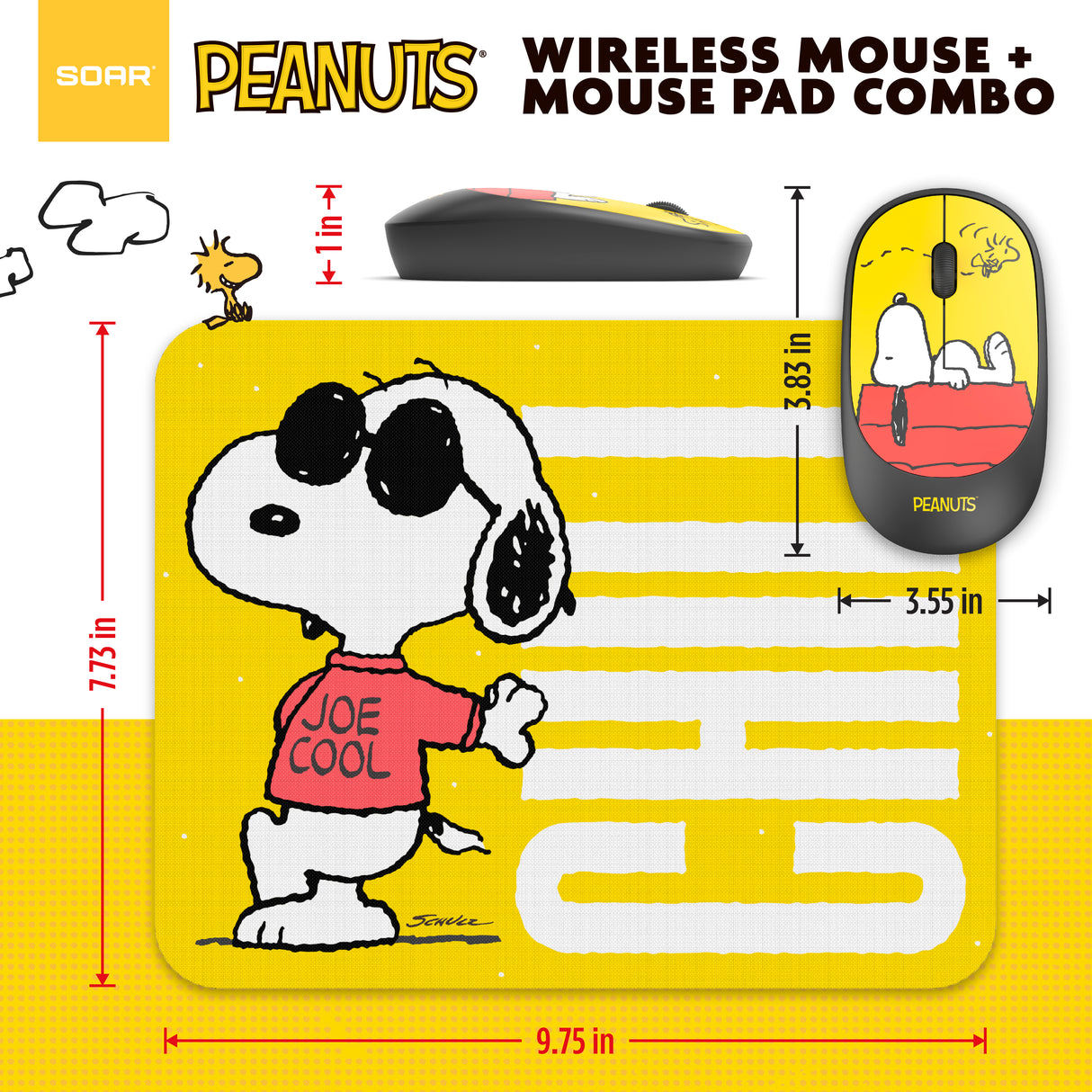 Peanuts Mouse & Mouse Pad Combo Yellow- Chill