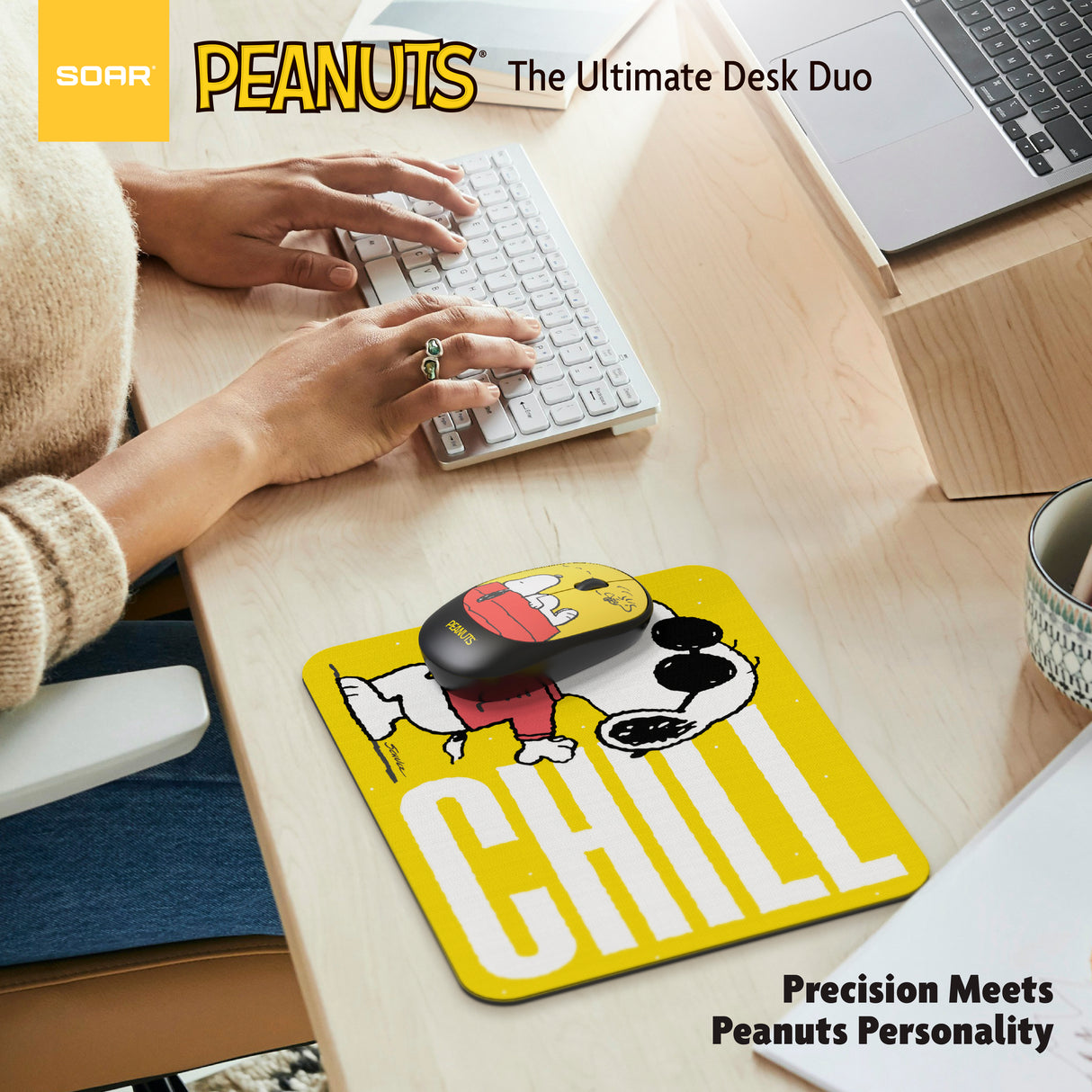 Peanuts Mouse & Mouse Pad Combo Yellow- Chill