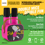 Peanuts Karaoke Set- Wireless Speaker and (2) Karaoke Microphones- Pink