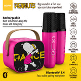 Peanuts Karaoke Set- Wireless Speaker and (2) Karaoke Microphones- Pink