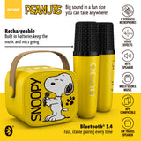 Peanuts Karaoke Set- Wireless Speaker and (2) Karaoke Microphones- Yellow