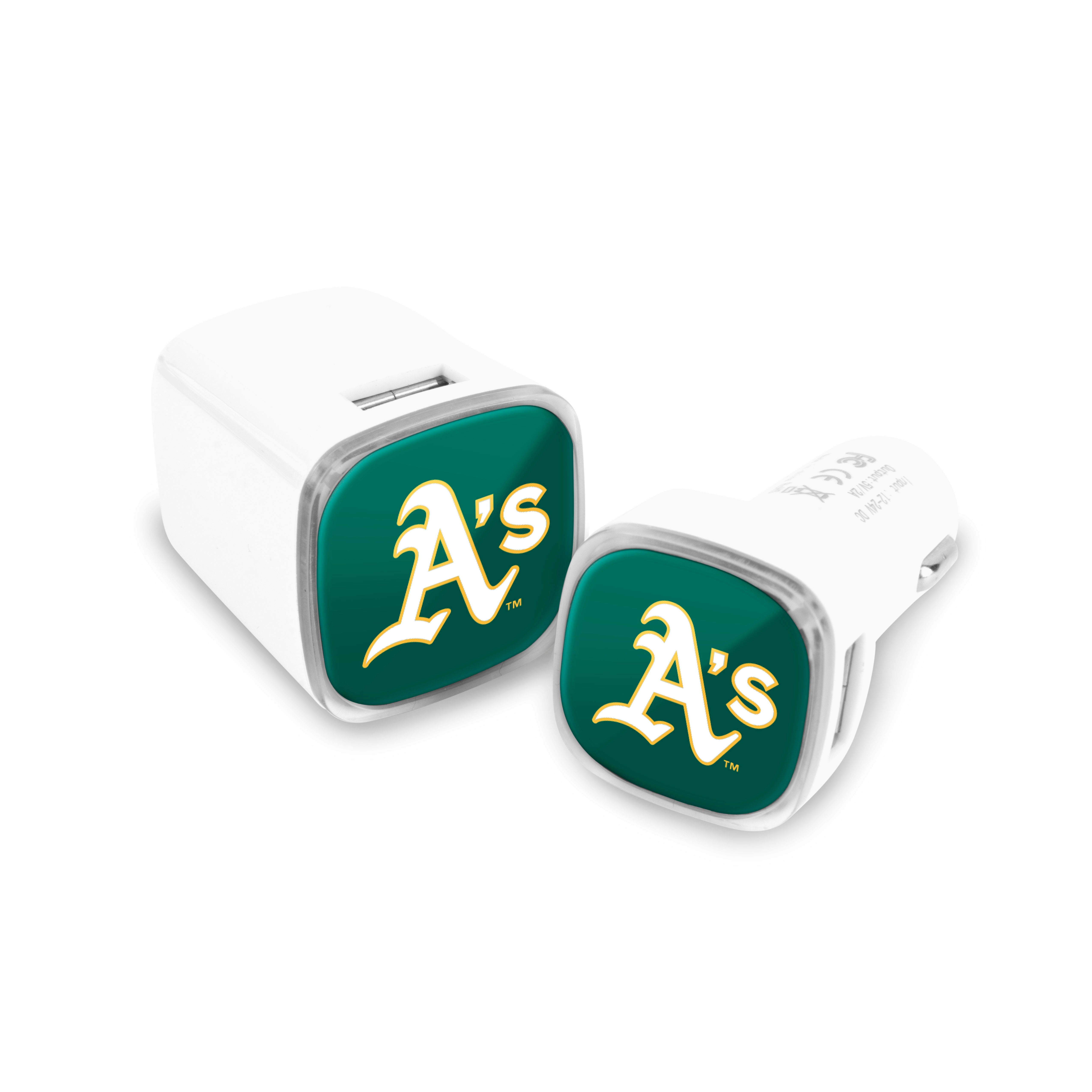 Oakland Athletics MLB 2 Pack Car + Wall Chargers