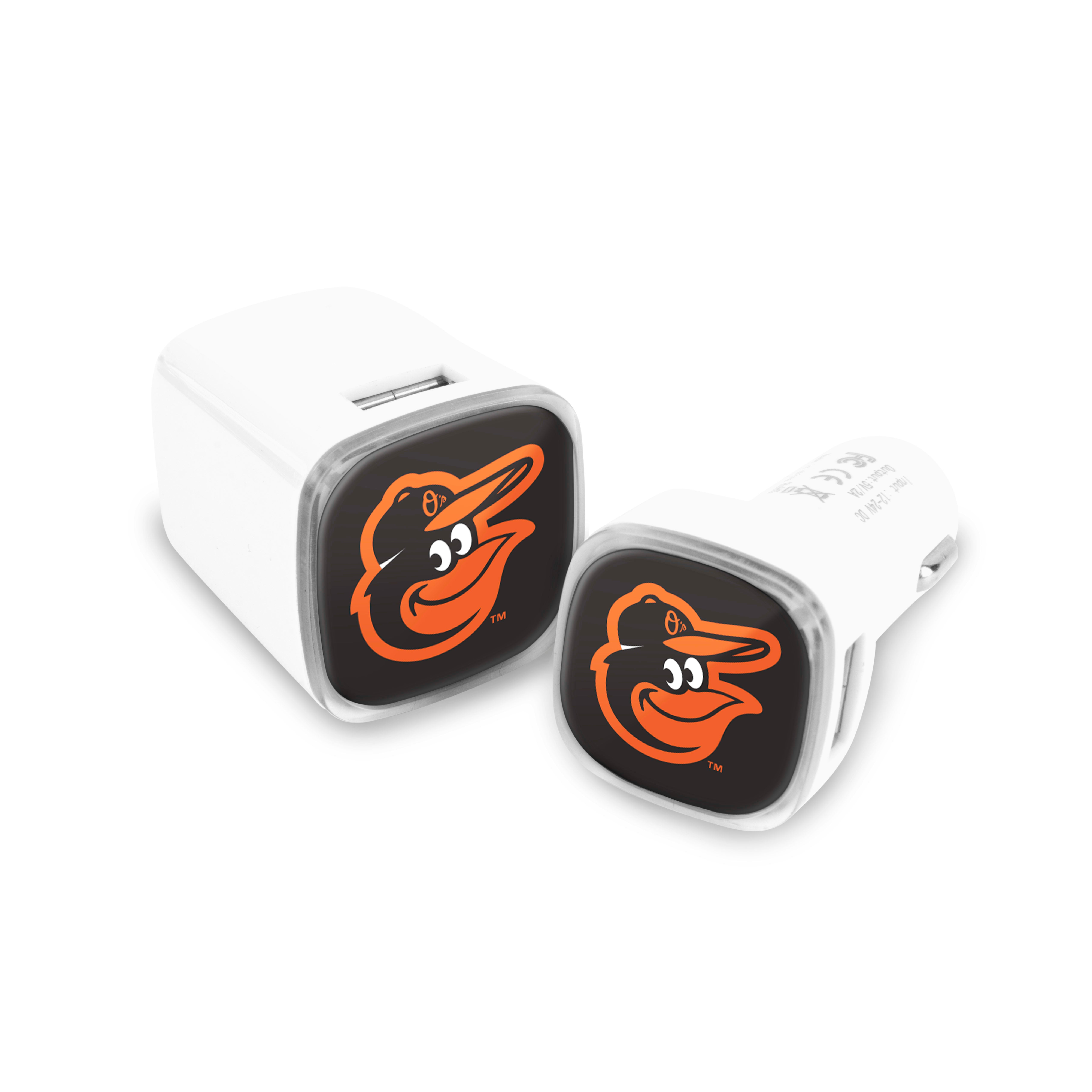 Baltimore Orioles MLB 2 Pack Car + Wall Chargers