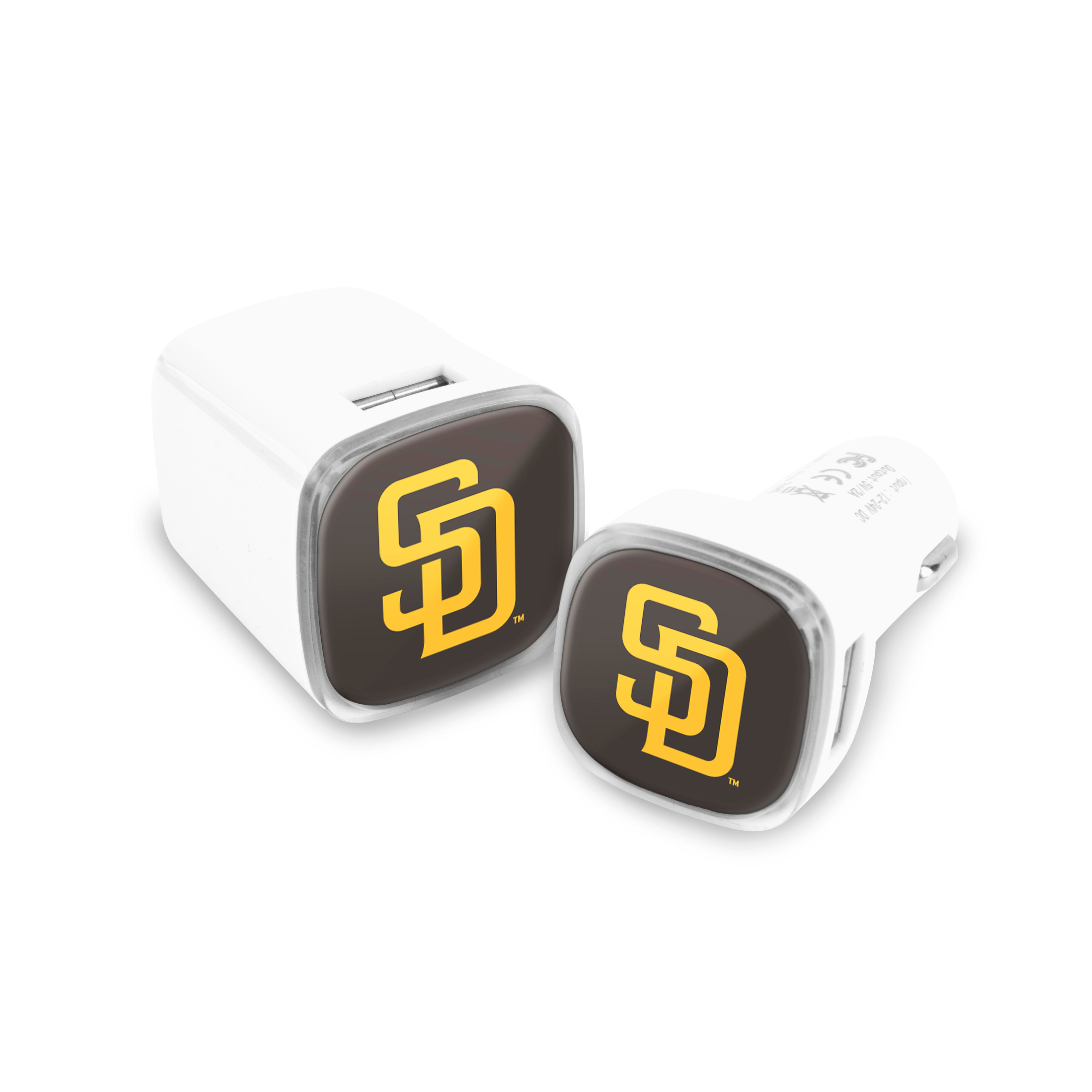 San Diego Padres MLB 2 Pack Car + Wall Chargers