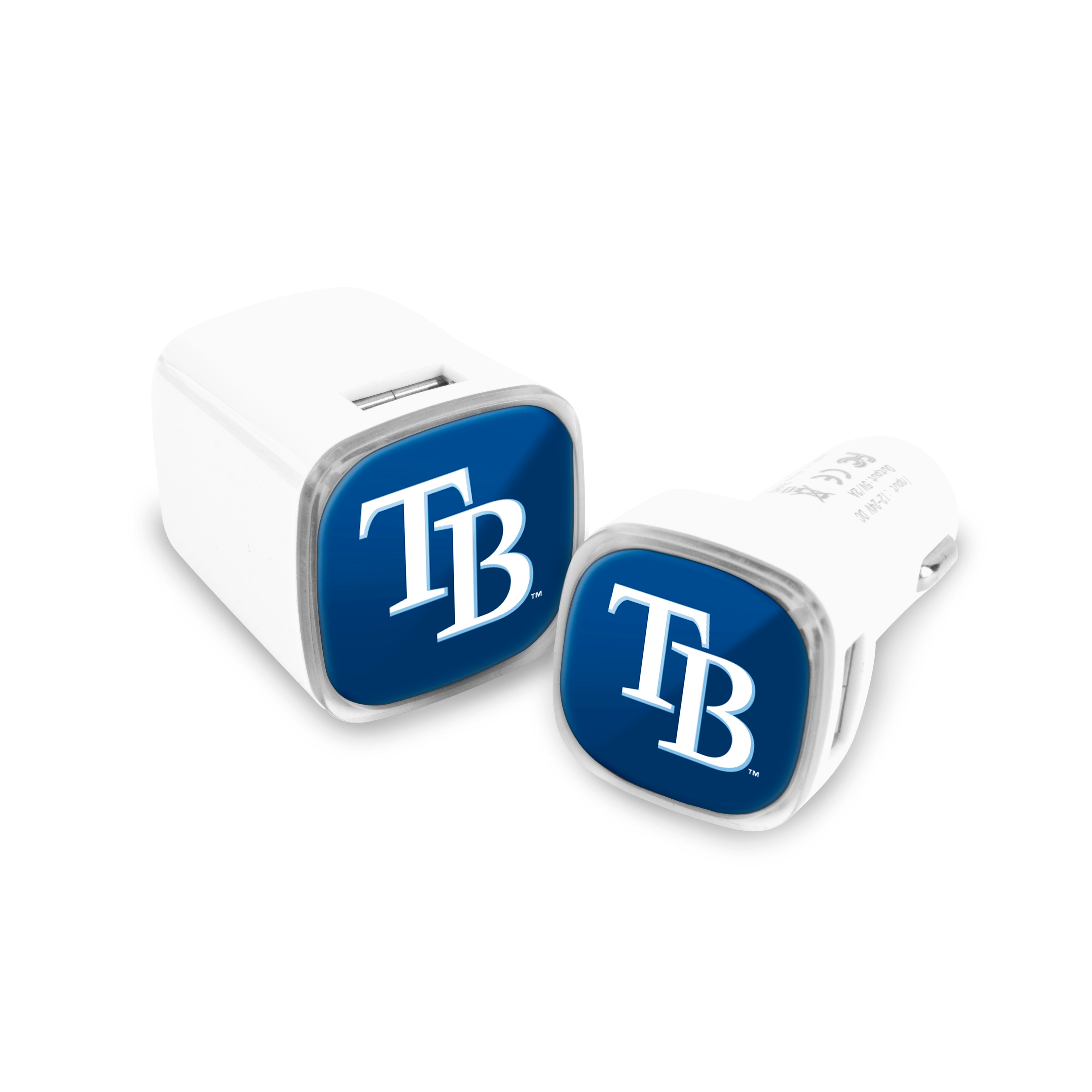 Tampa Bay Rays MLB 2 Pack Car + Wall Chargers