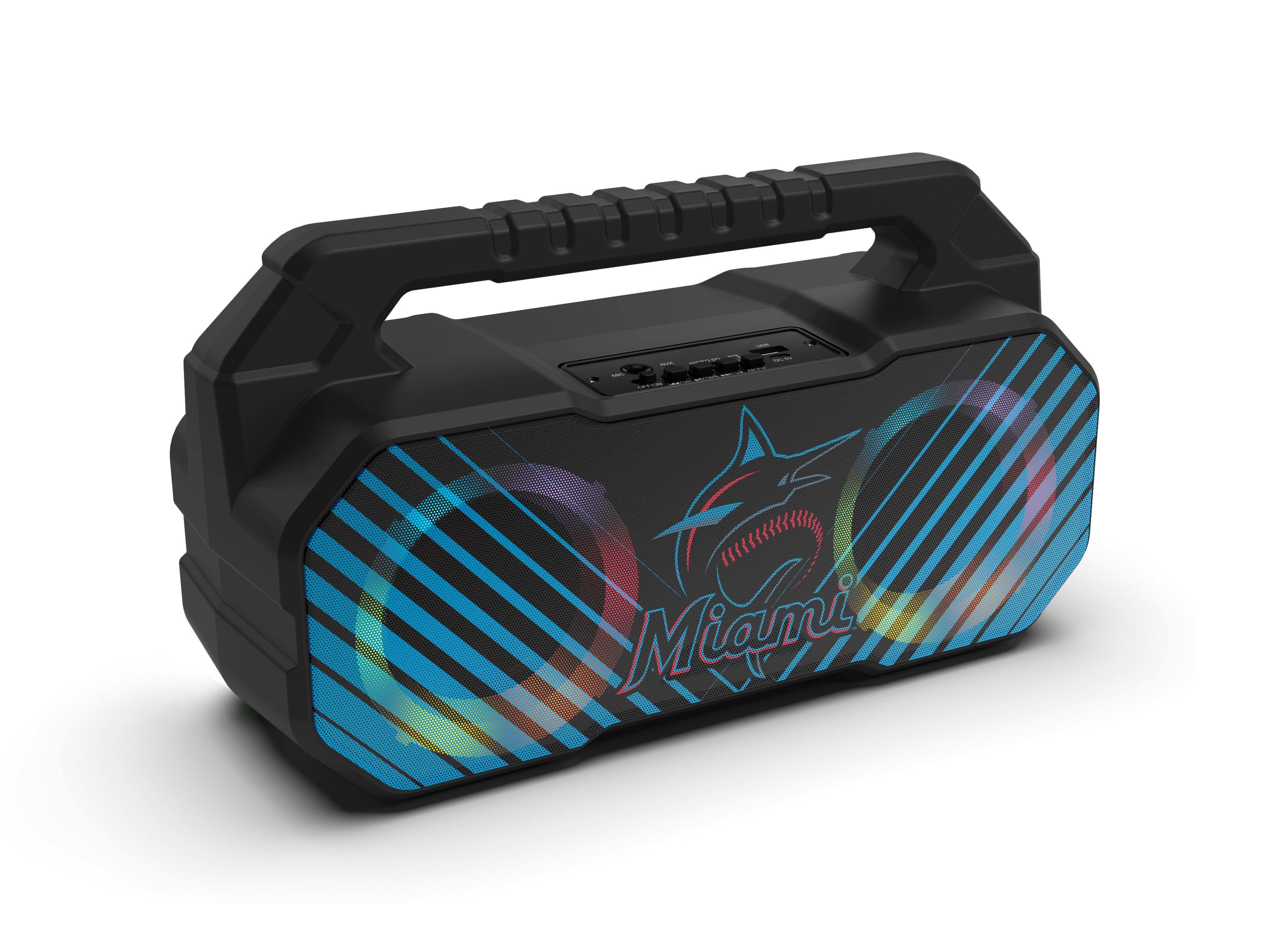 Miami Marlins MLB Shockbox Bluetooth BOOMBOX Speaker with FM Radio