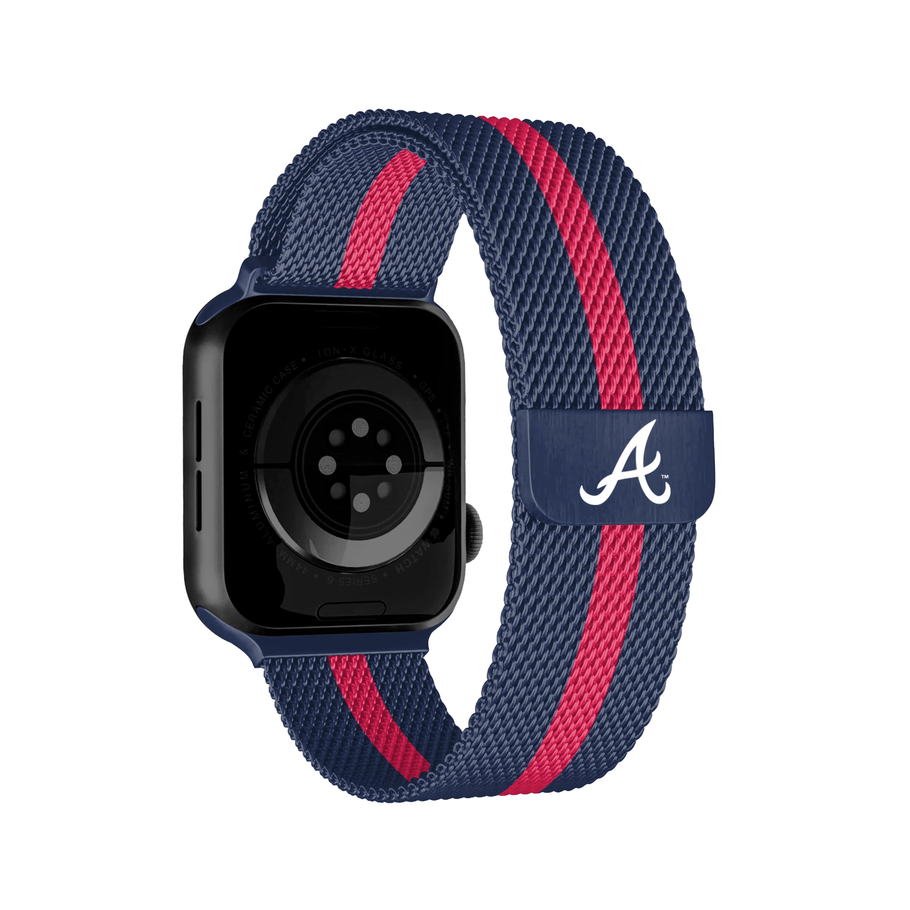 Atlanta Braves MLB Striped Metallic Watch Band (38mm)