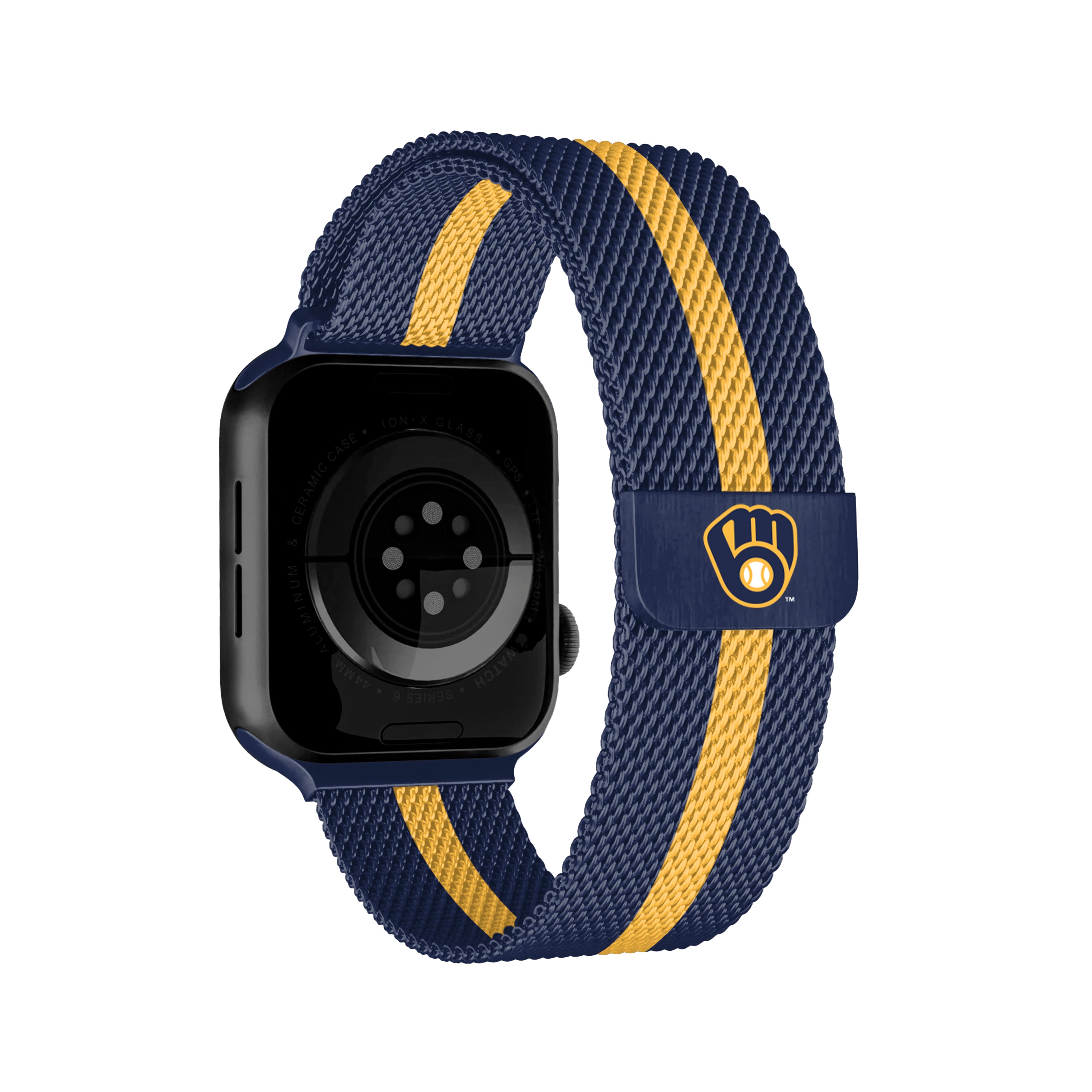 Milwaukee Brewers MLB Striped Metallic Watch Band (38mm)