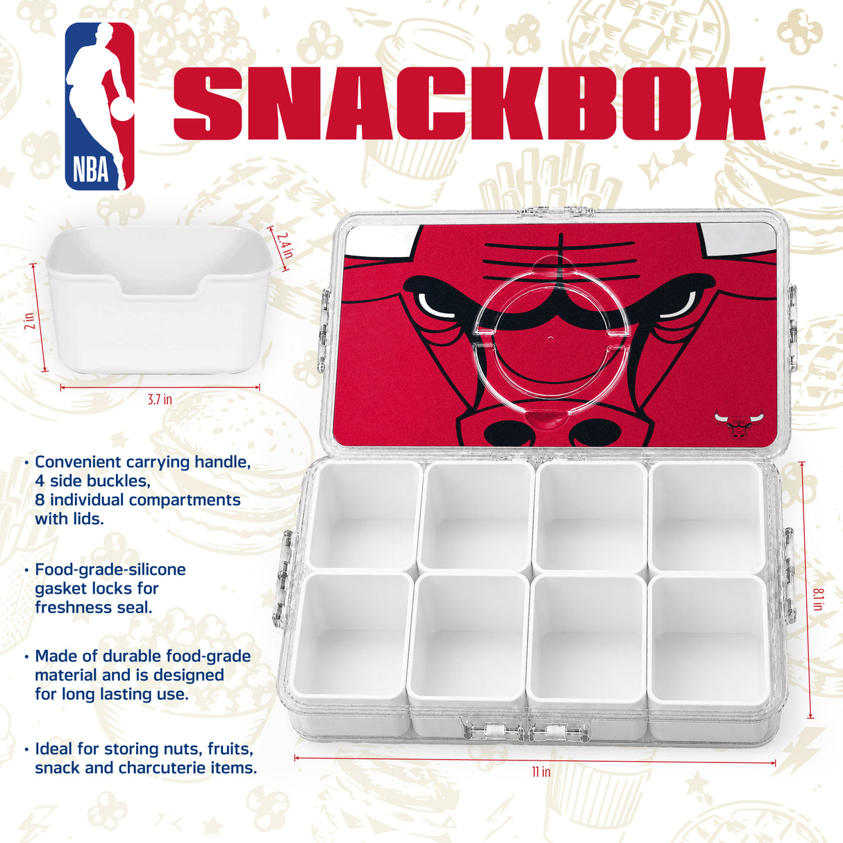 SOAR NBA Snackle Box- 8 Compartments- Cleveland Cavaliers