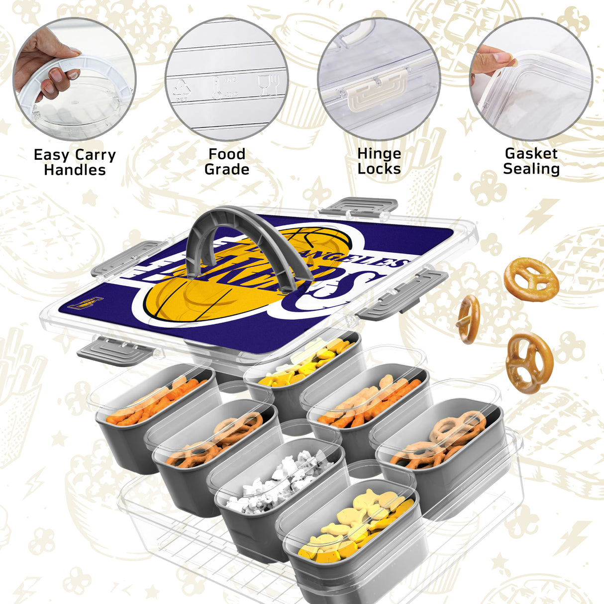 SOAR NBA Snackle Box- 8 Compartments- Cleveland Cavaliers