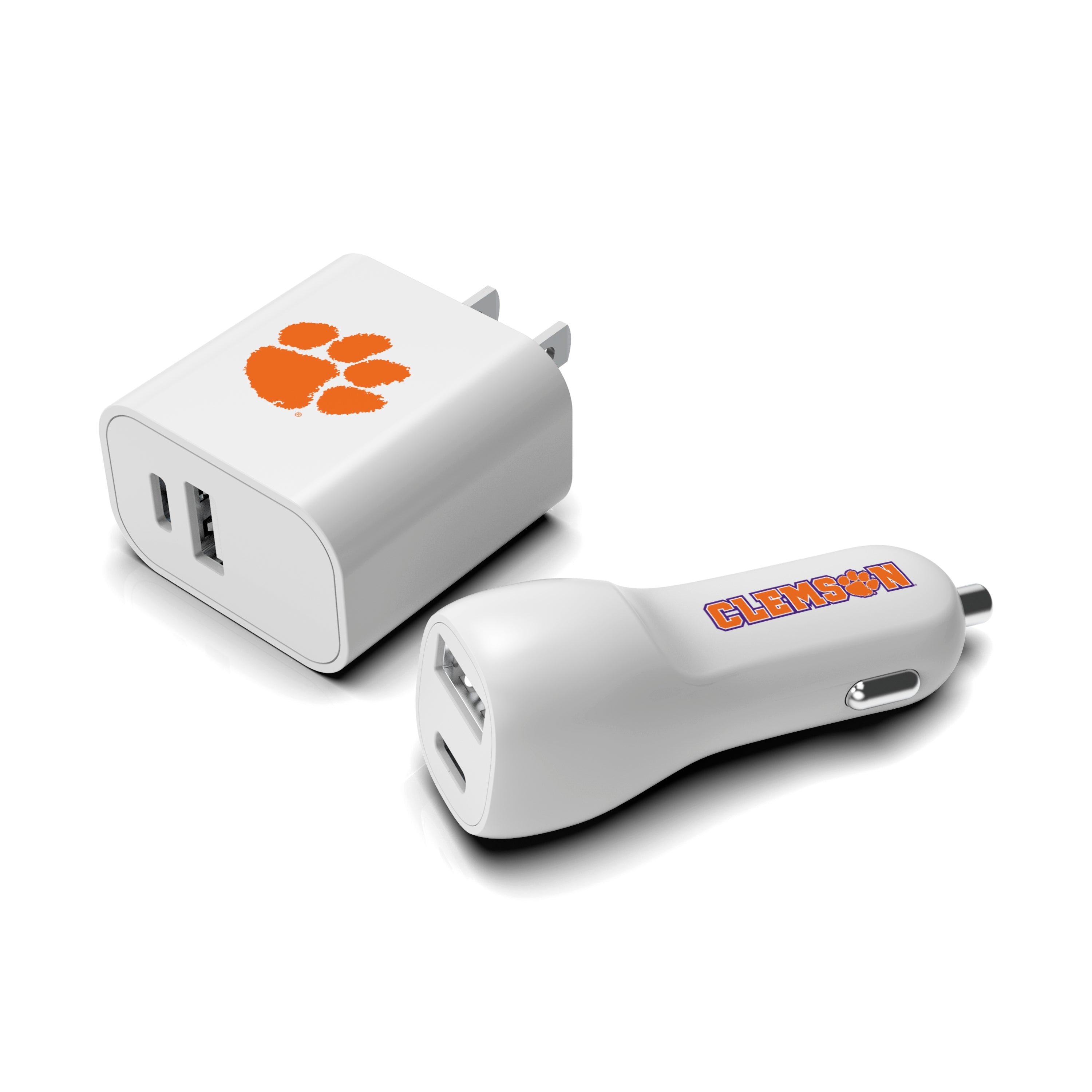 Clemson Tigers NCAA Two-Port Car and Wall Charger