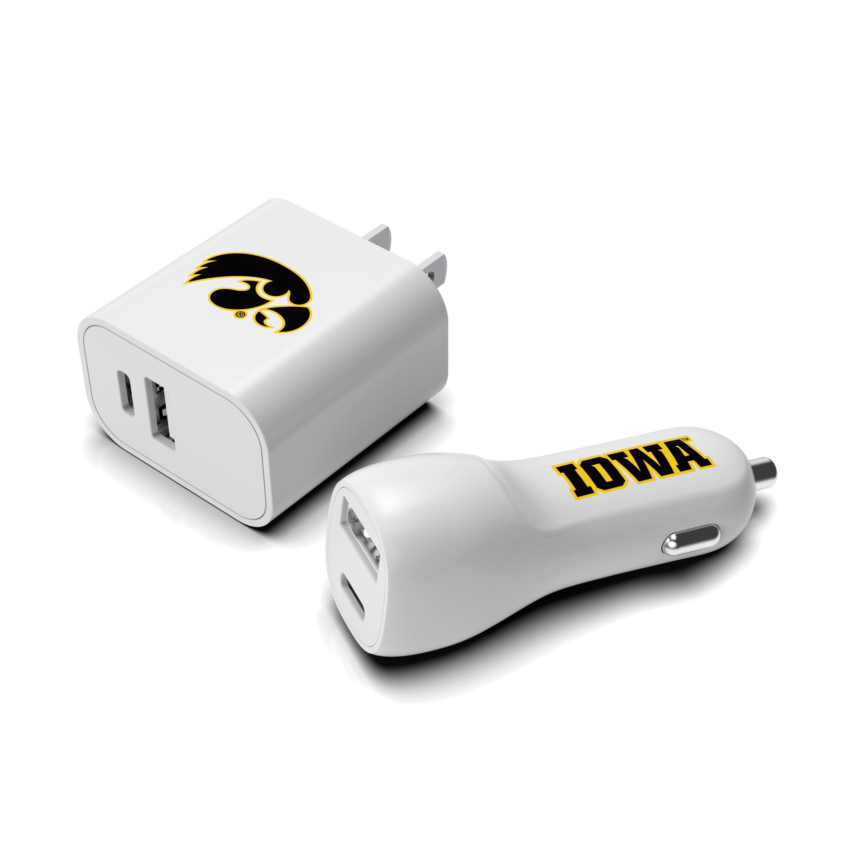 Iowa Hawkeyes NCAA Two-Port Car and Wall Charger