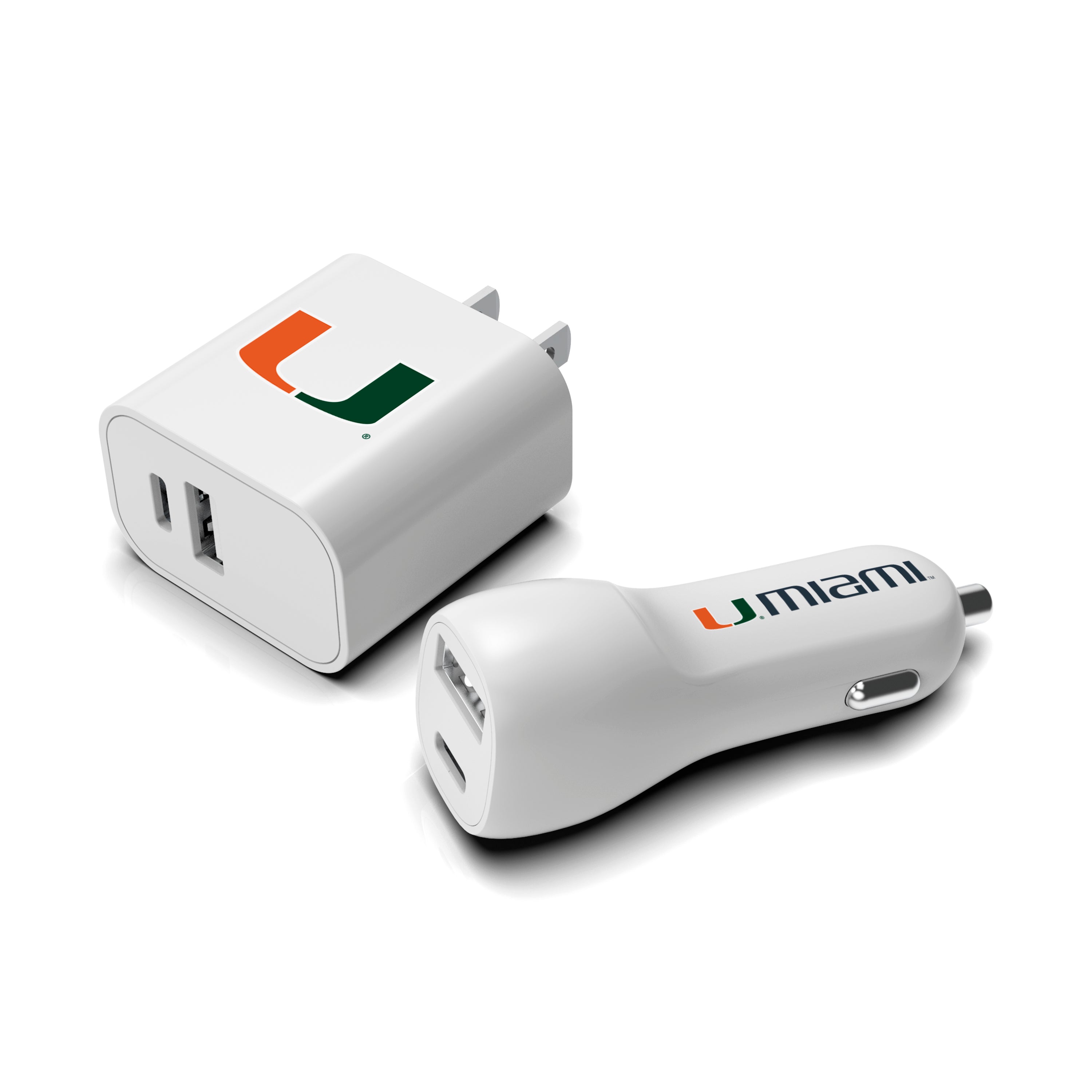 Miami Hurricanes NCAA Two-Port Car and Wall Charger