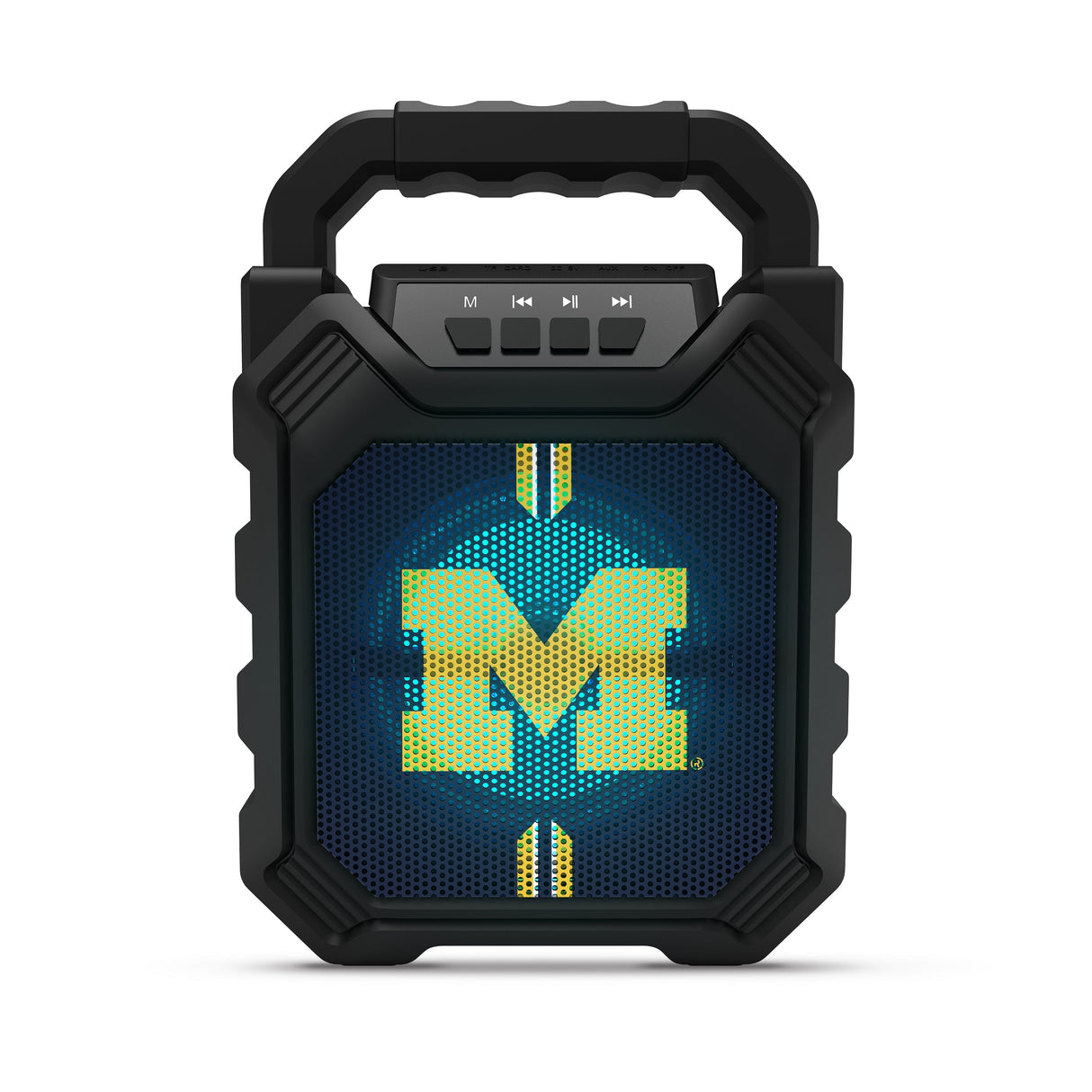 Michigan Wolverines NCAA Syncable Bluetooth Speaker with LED Lights & FM Radio