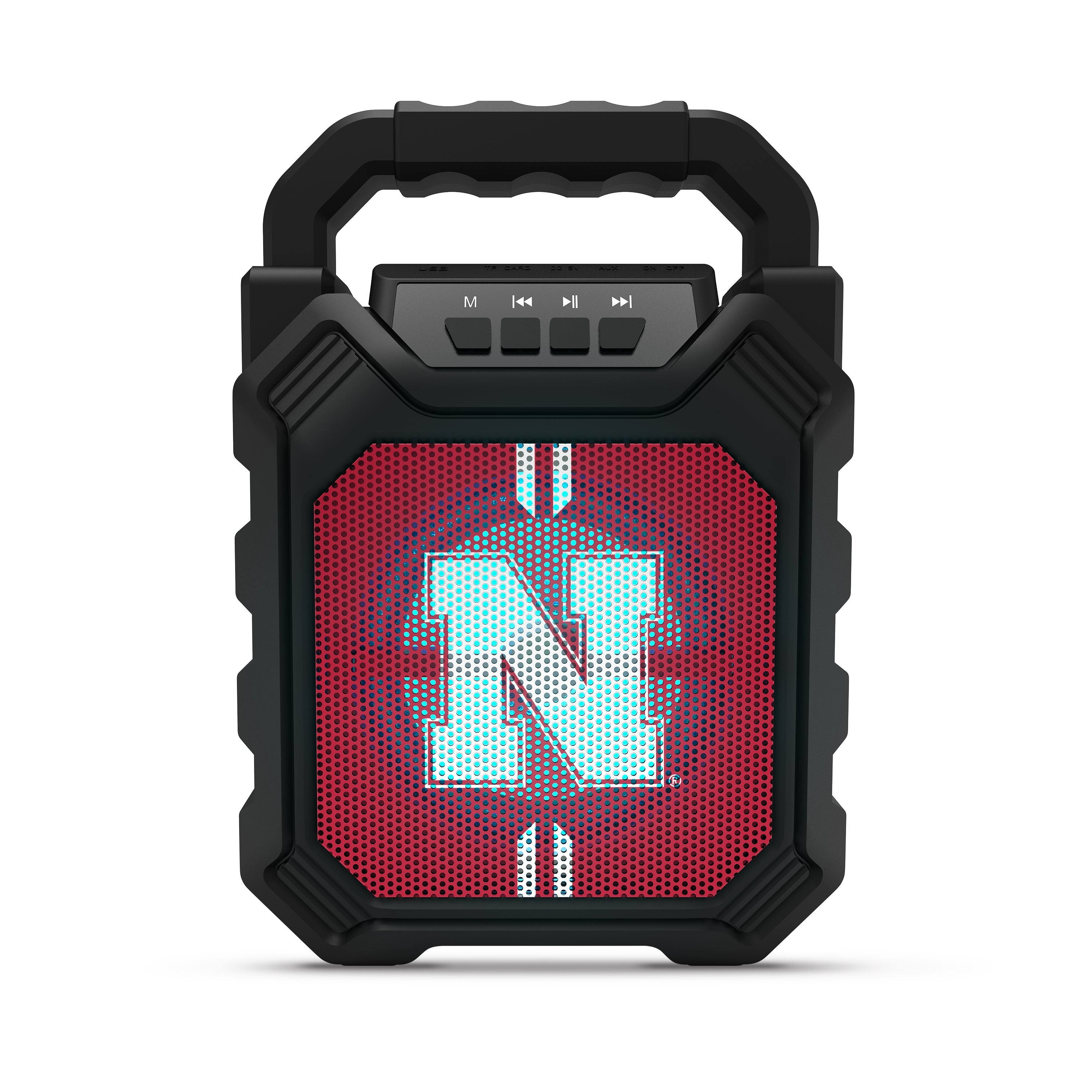 Nebraska Cornhuskers NCAA Syncable Bluetooth Speaker with LED Lights & FM Radio