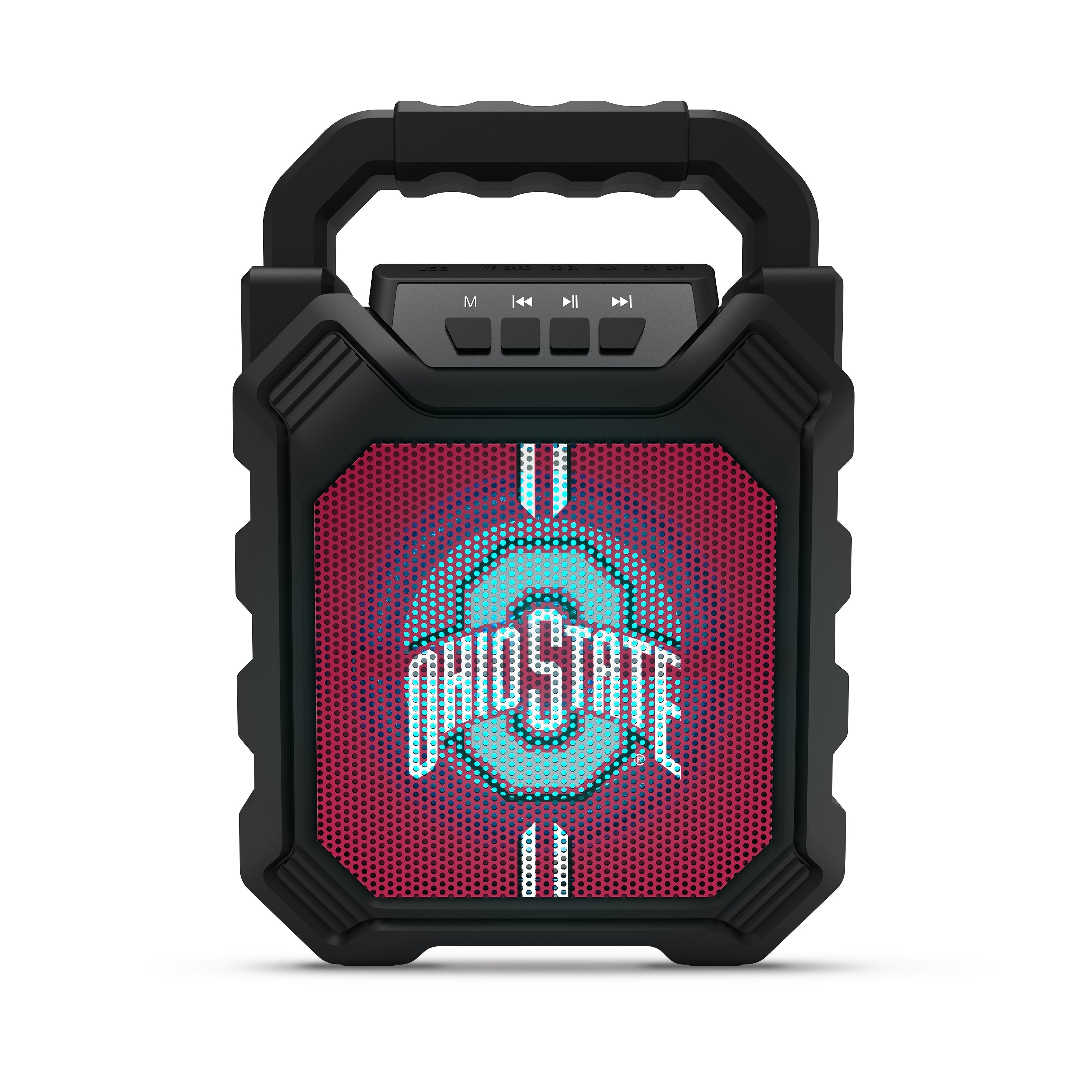 Ohio State Buckeyes NCAA Syncable Bluetooth Speaker with LED Lights & FM Radio