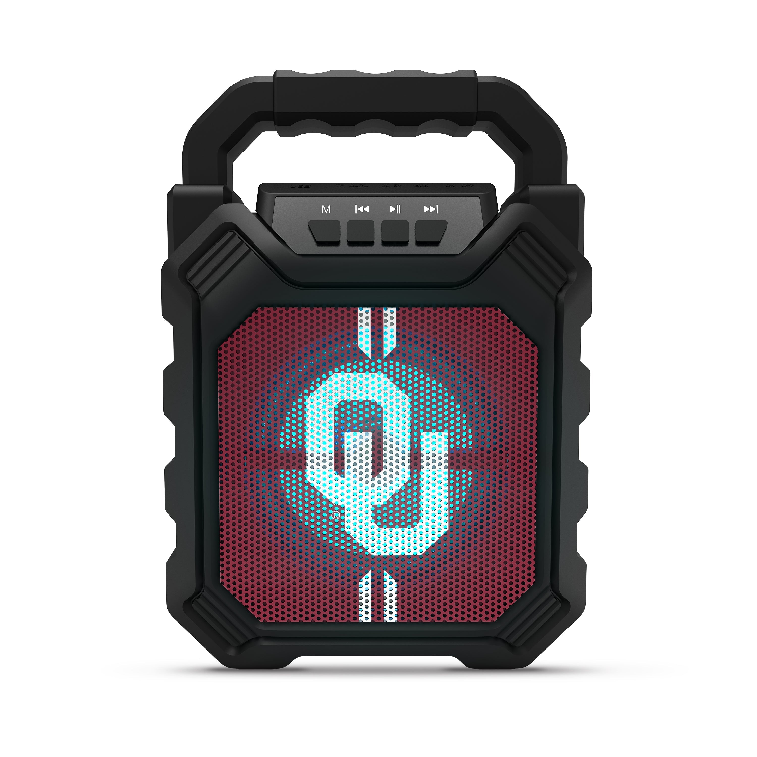 Oklahoma Sooners NCAA Syncable Bluetooth Speaker with LED Lights & FM Radio