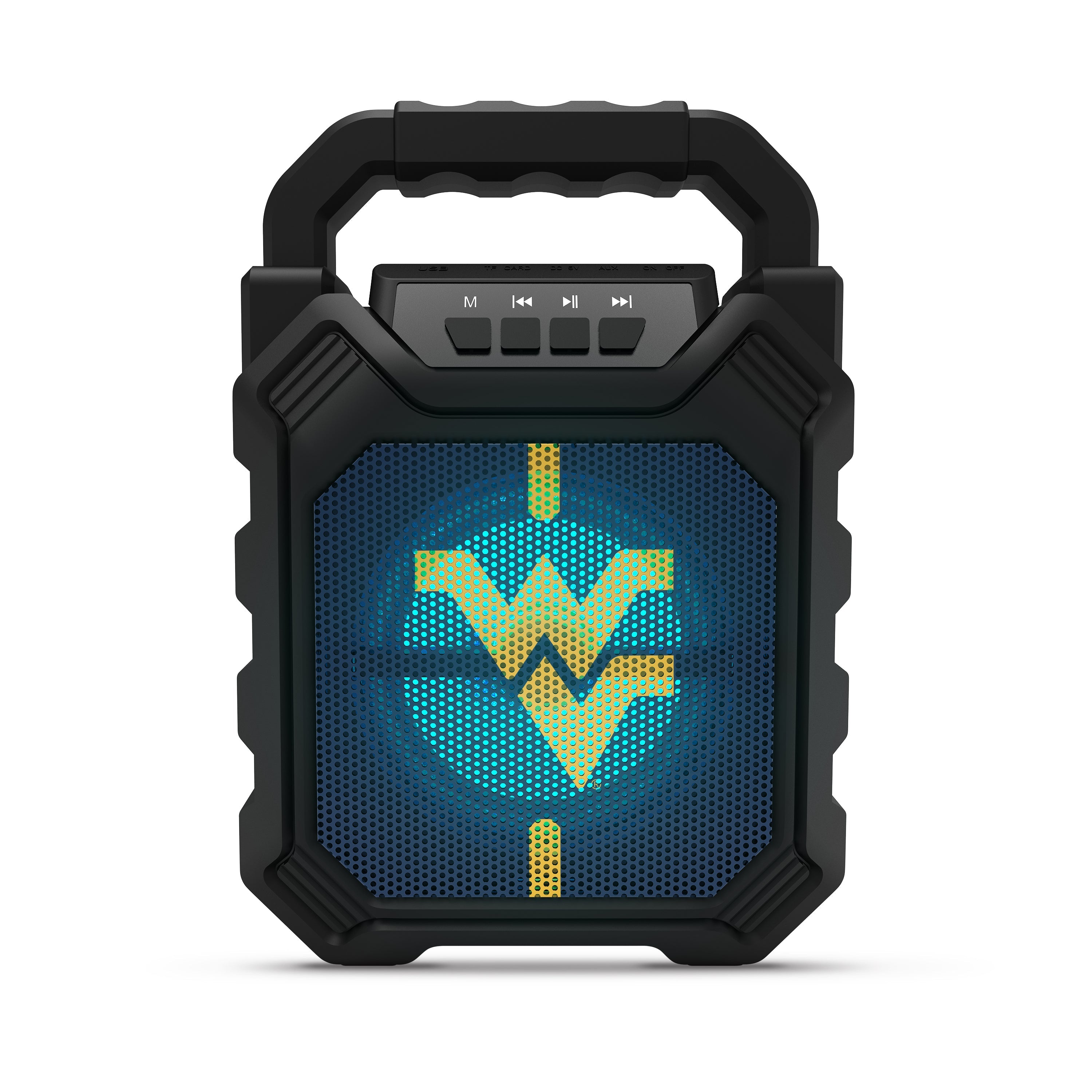 West Virginia Mountaineers NCAA Syncable Bluetooth Speaker with LED Lights & FM Radio