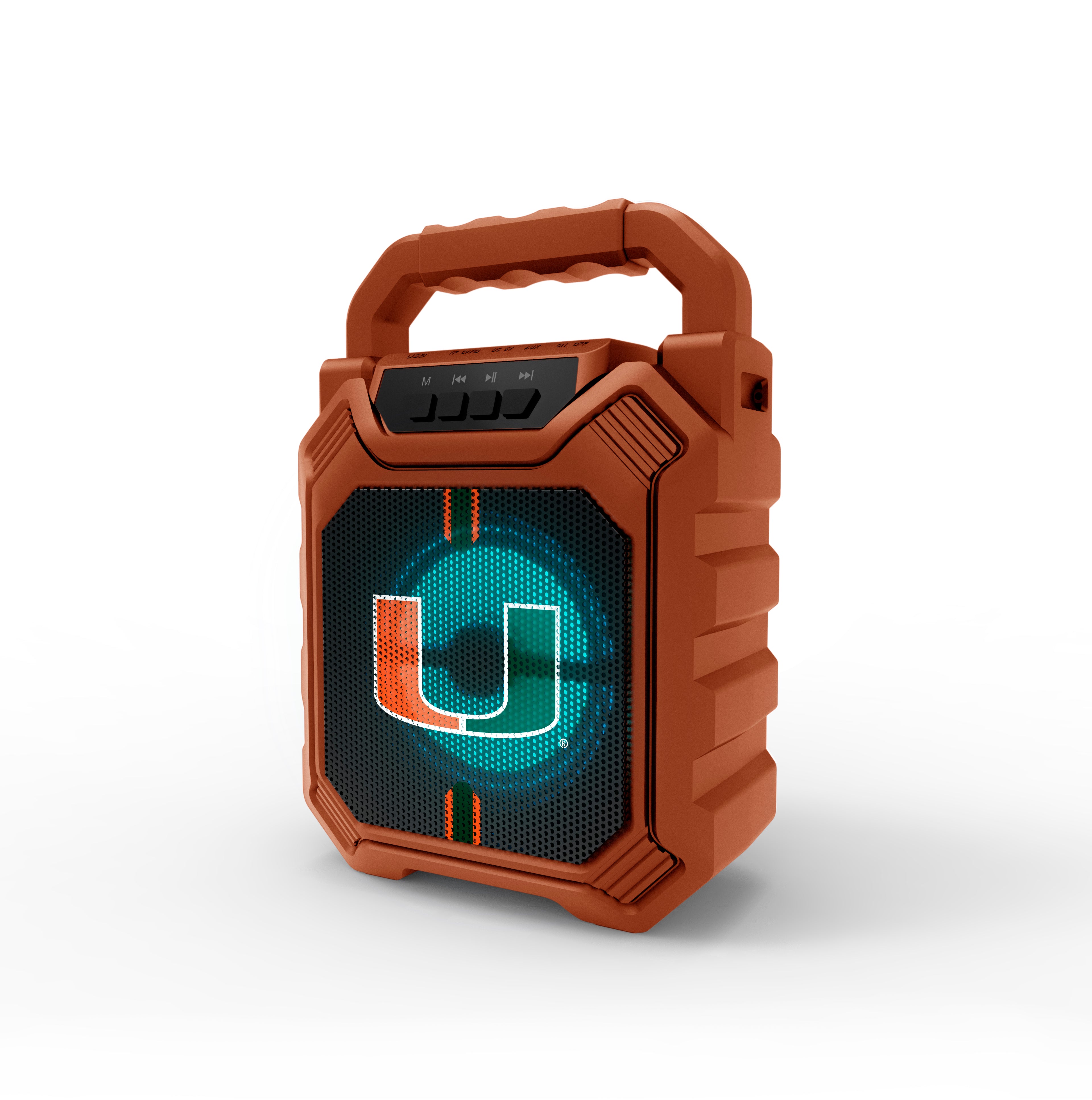 Miami Hurricanes NCAA Syncable Bluetooth Wireless Speaker with LED Lights & FM Radio