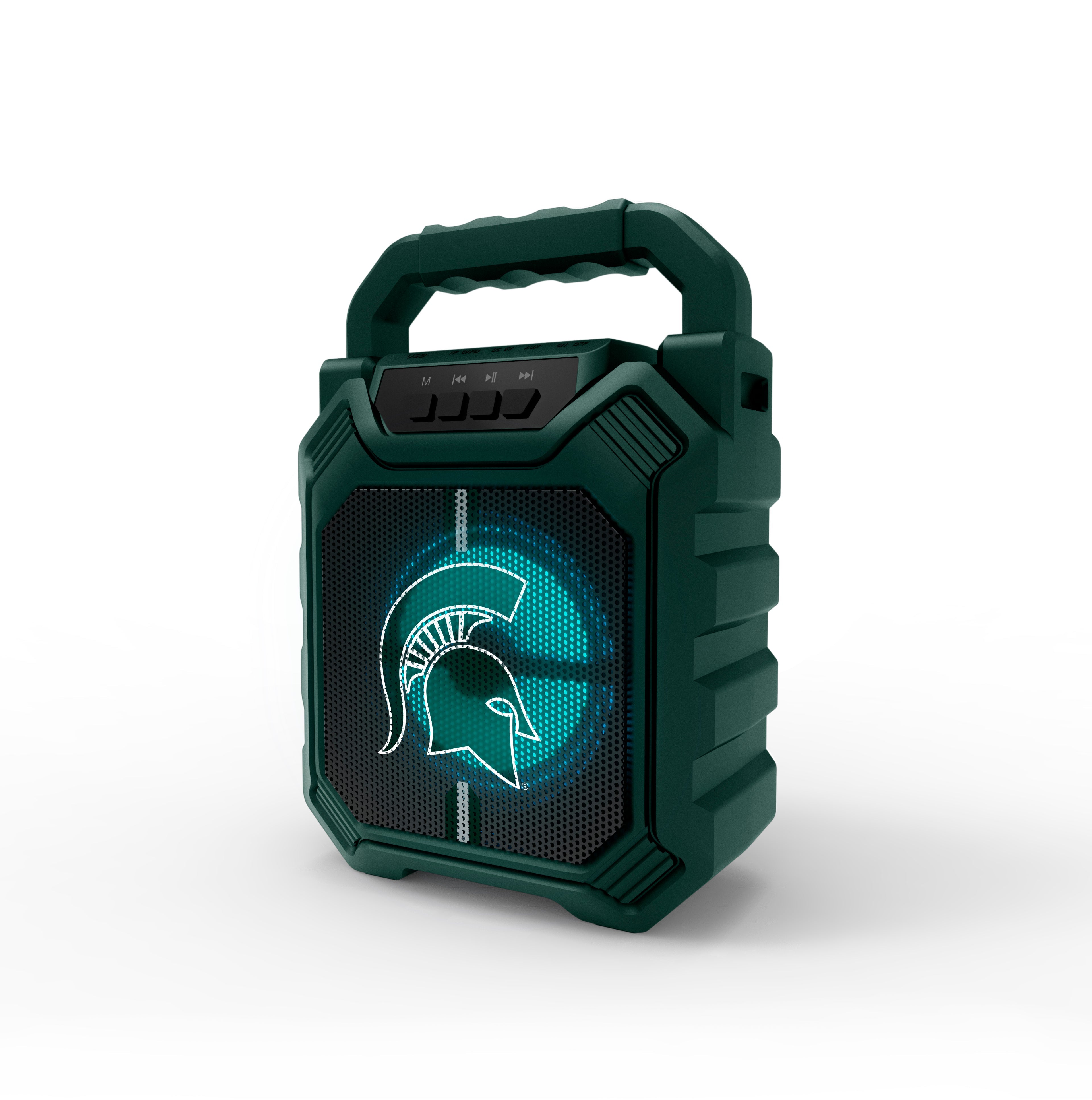 Michigan State Spartans NCAA Syncable Bluetooth Wireless Speaker with LED Lights & FM Radio