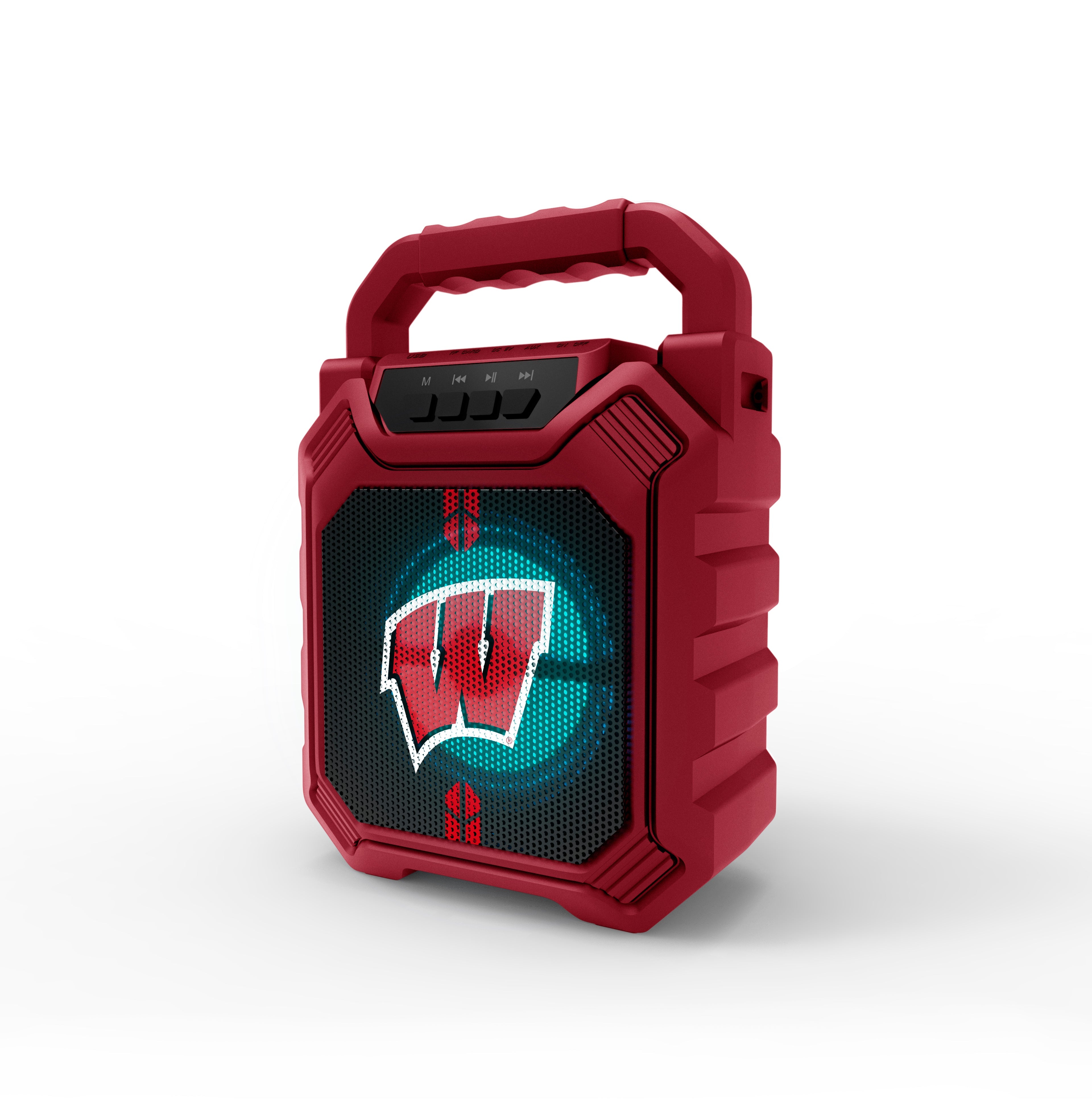 Wisconsin Badgers NCAA Syncable Bluetooth Wireless Speaker with LED Lights & FM Radio