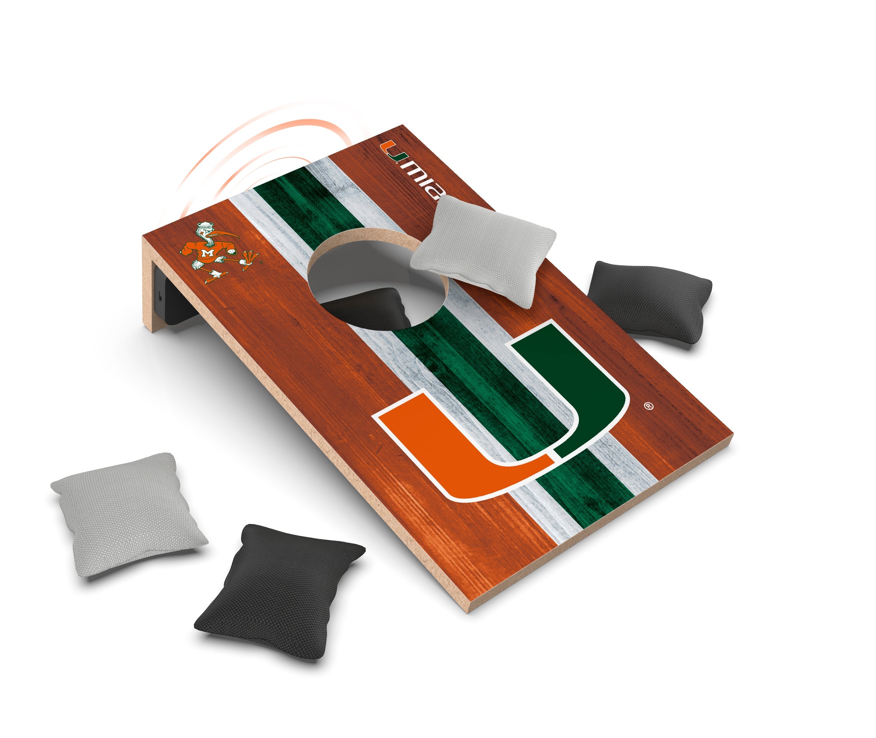 Miami Hurricanes NCAA Cornhole Game + Bluetooth Speaker