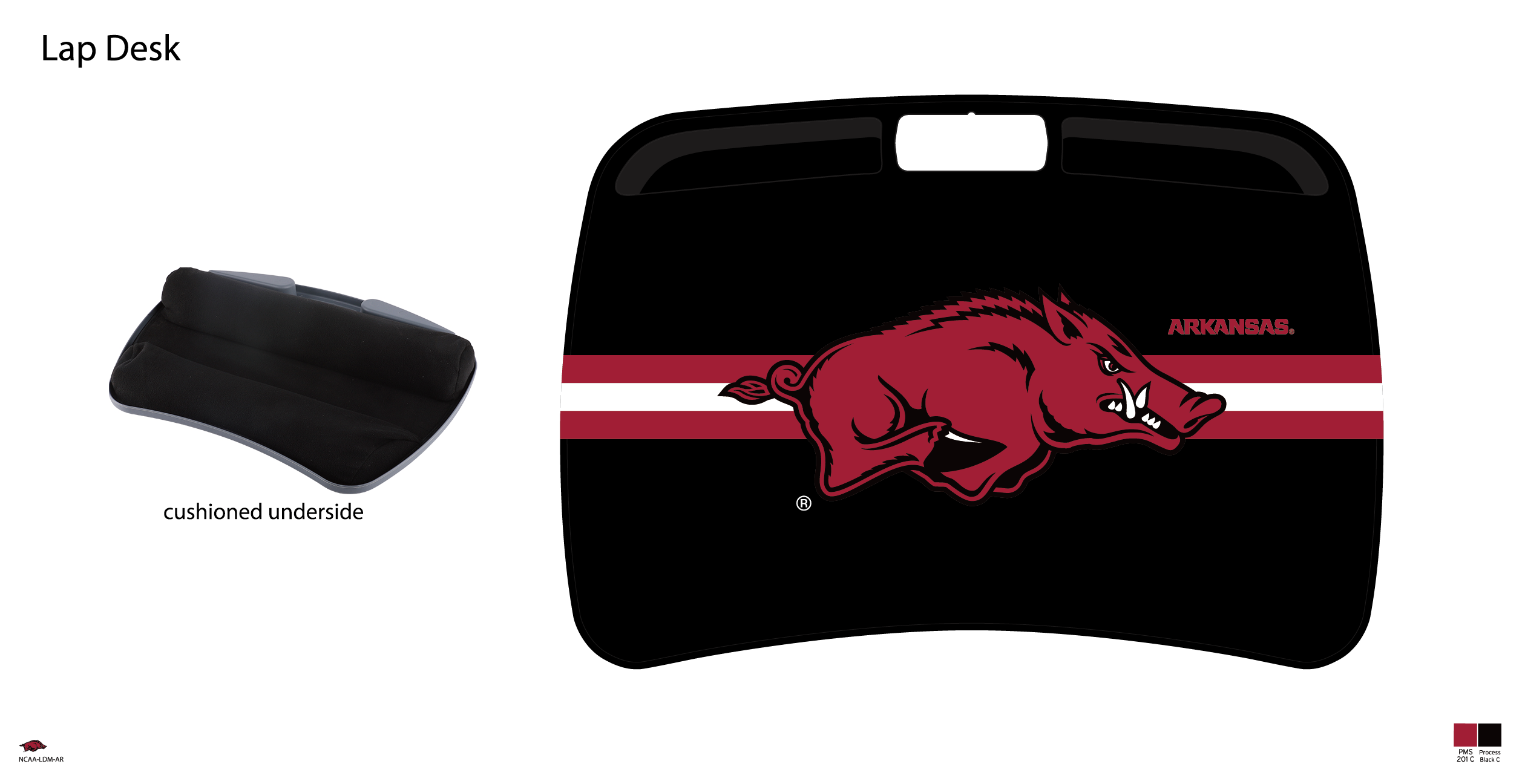 Arkansas Razorbacks NCAA Portable Lap Desk with Memory Foam