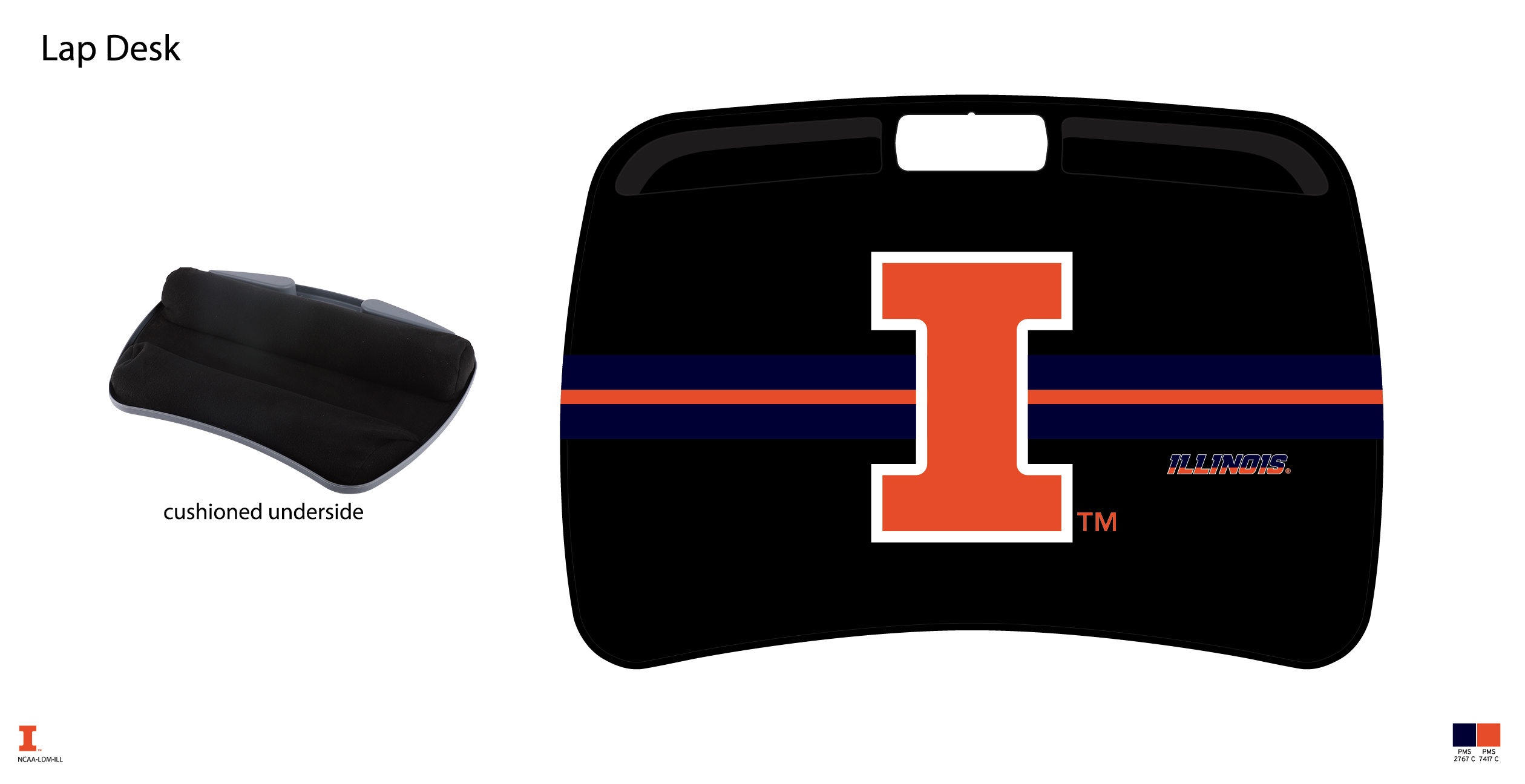 Illinois Fighting Illini NCAA Portable Lap Desk with Memory Foam