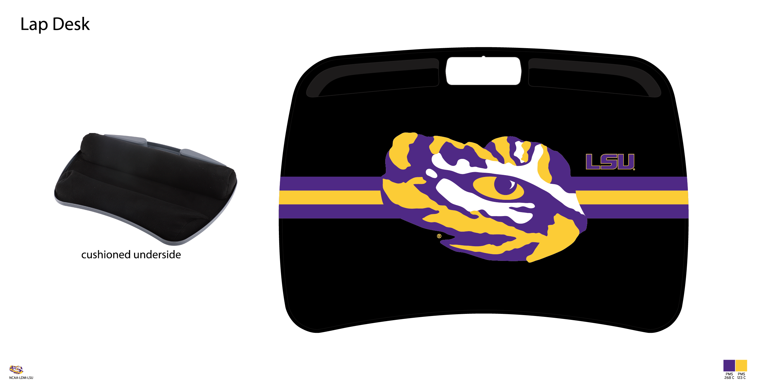 LSU Tigers NCAA Portable Lap Desk with Memory Foam