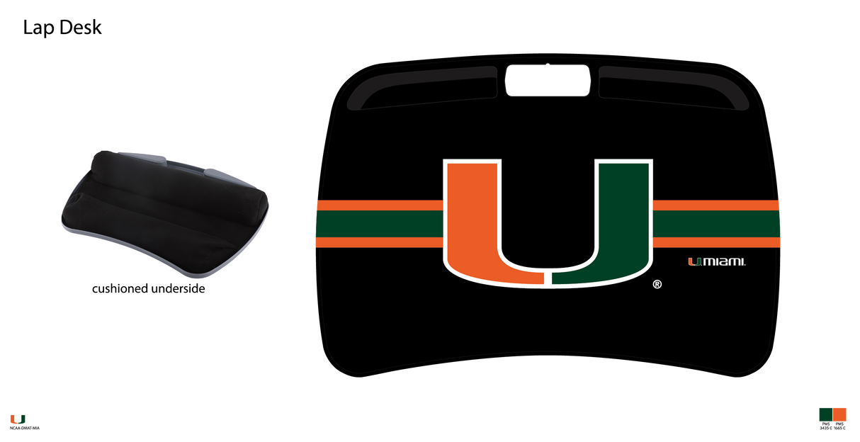 Miami Hurricanes NCAA Portable Lap Desk with Memory Foam