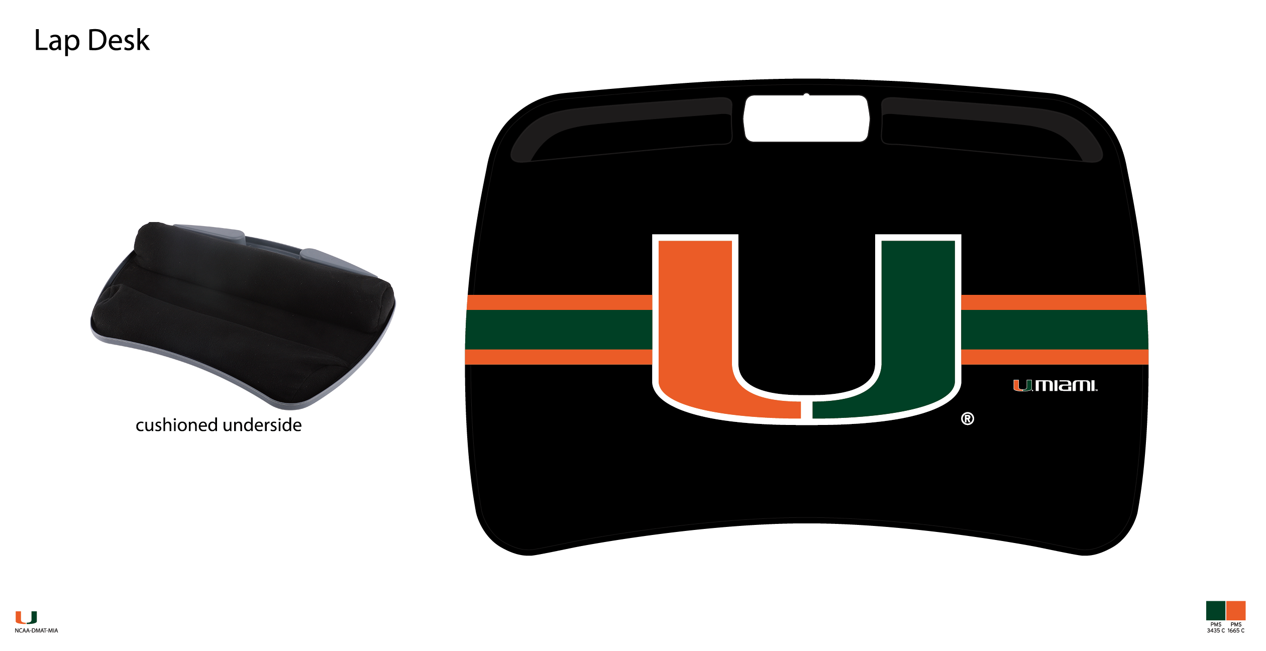 Miami Hurricanes NCAA Portable Lap Desk with Memory Foam