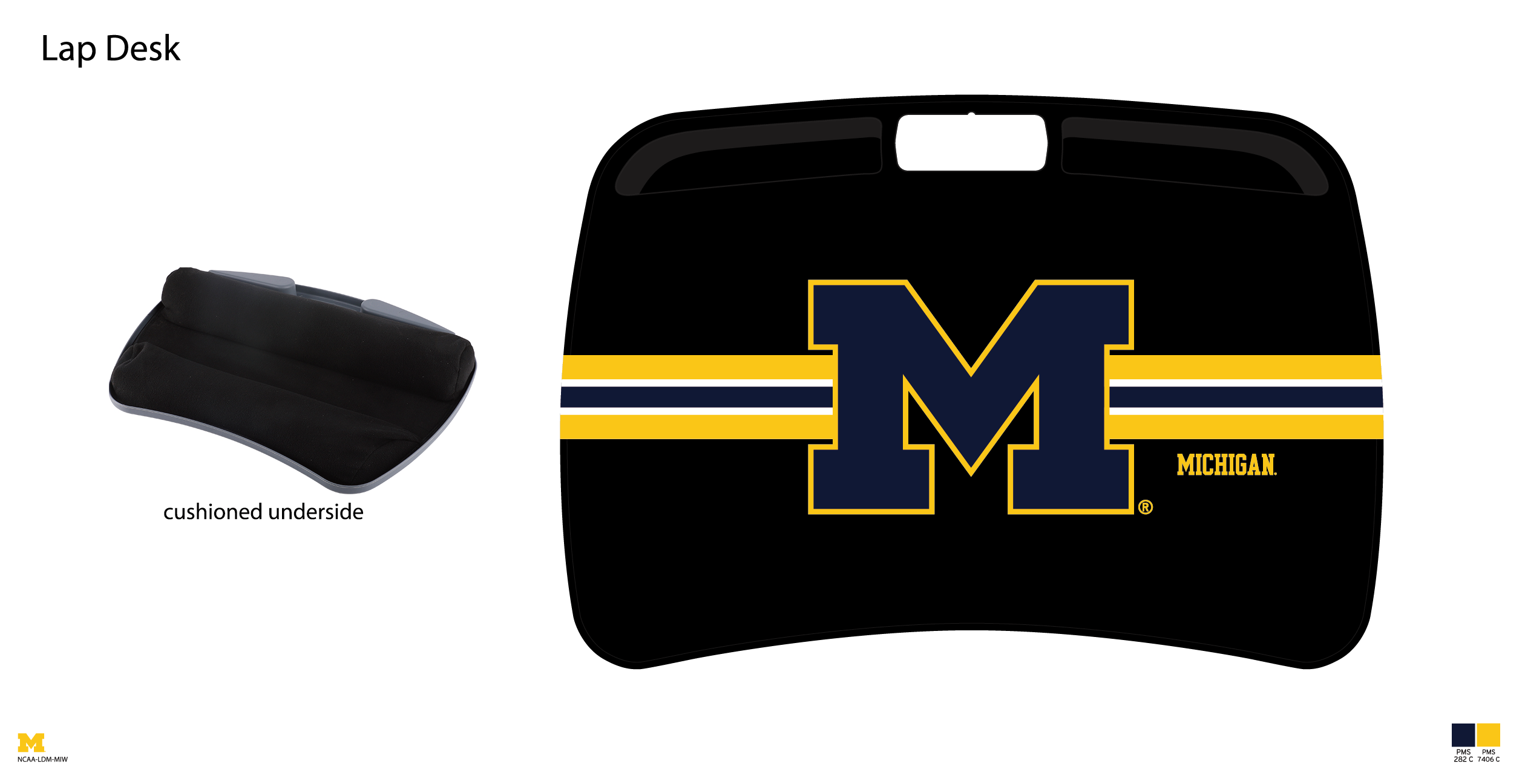 Michigan Wolverines NCAA Portable Lap Desk with Memory Foam