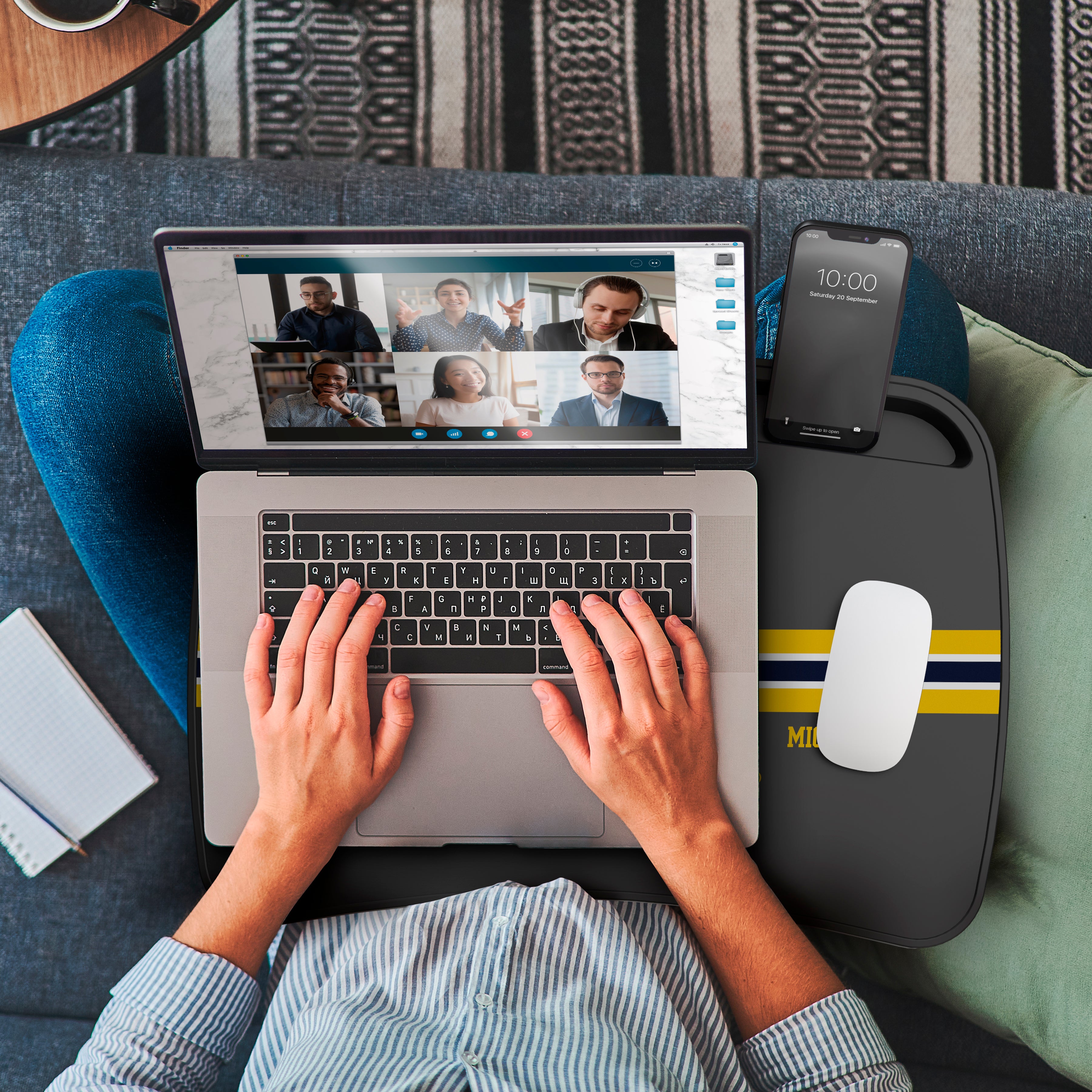 Michigan Wolverines NCAA Portable Lap Desk with Memory Foam