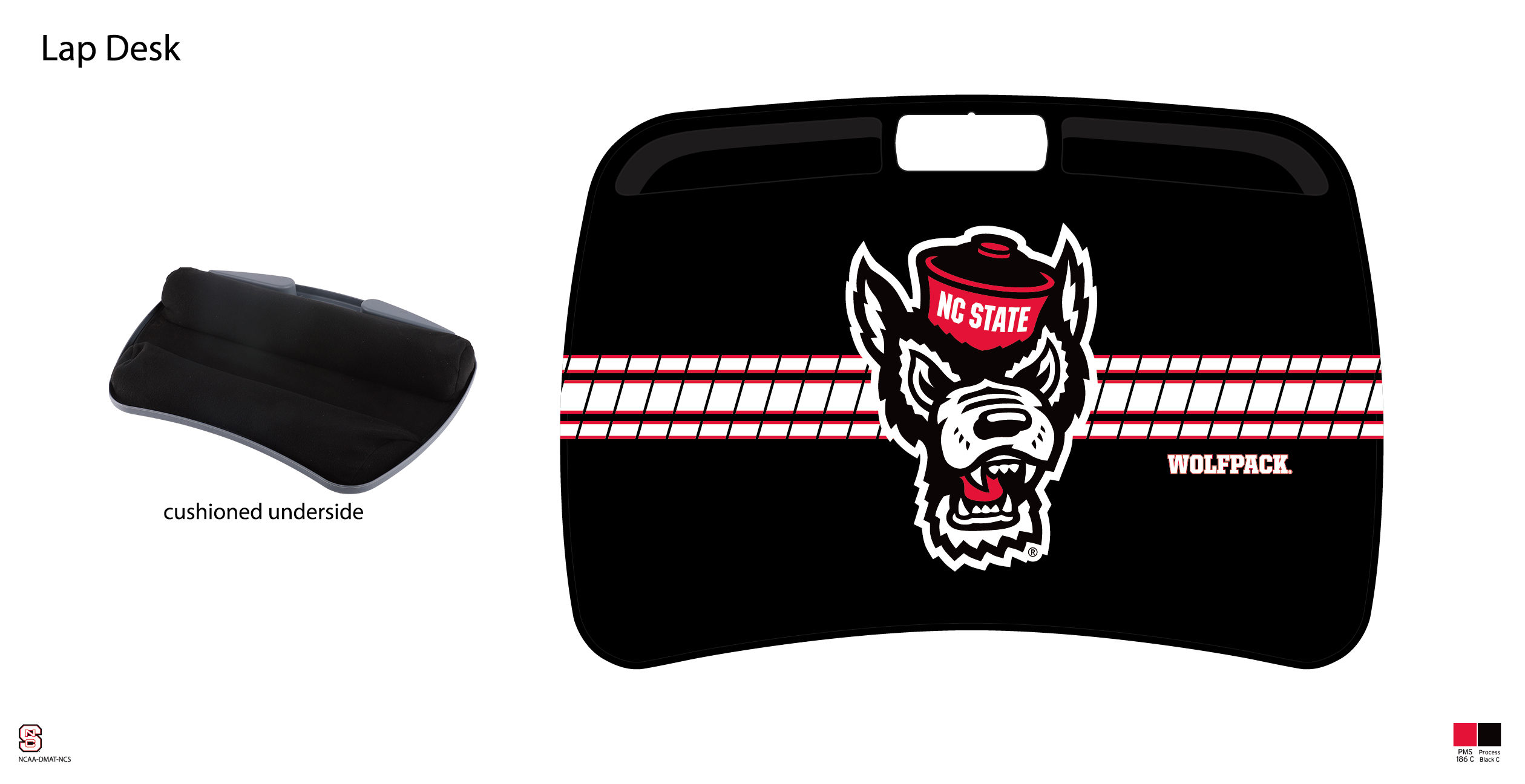 NC State Wolfpack NCAA Portable Lap Desk with Memory Foam