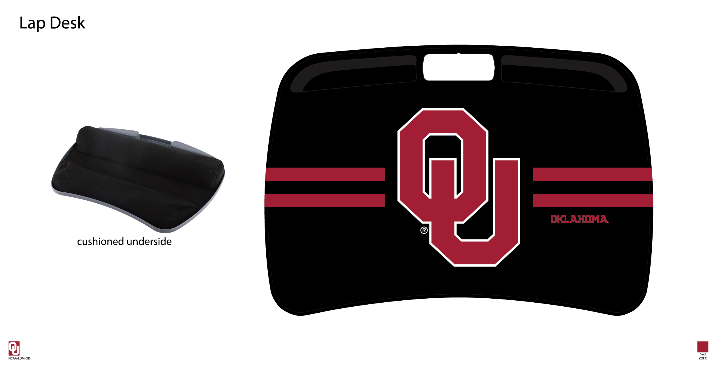 Oklahoma Sooners NCAA Portable Lap Desk with Memory Foam