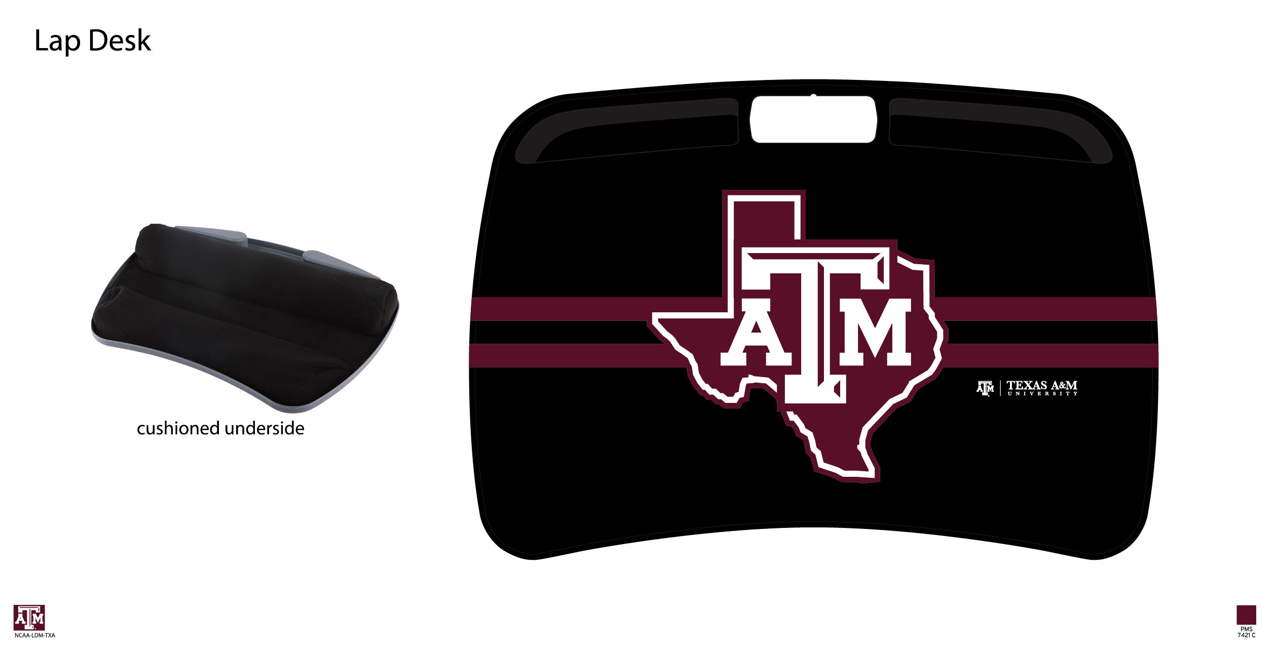 Texas A&M Aggies NCAA Portable Lap Desk with Memory Foam