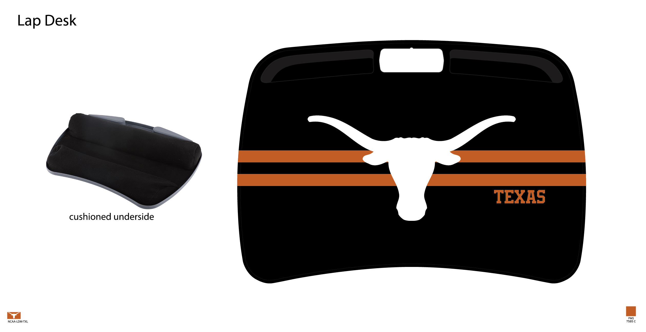 Texas Longhorns NCAA Portable Lap Desk with Memory Foam