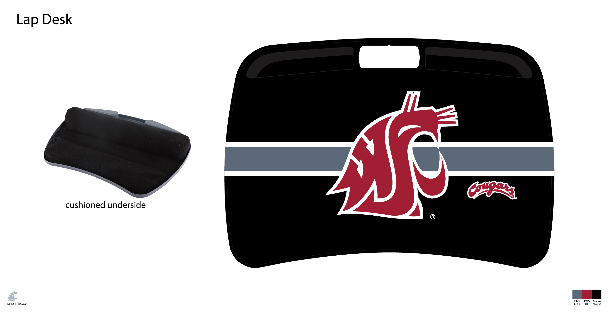 Washington State Cougars NCAA Portable Lap Desk with Memory Foam