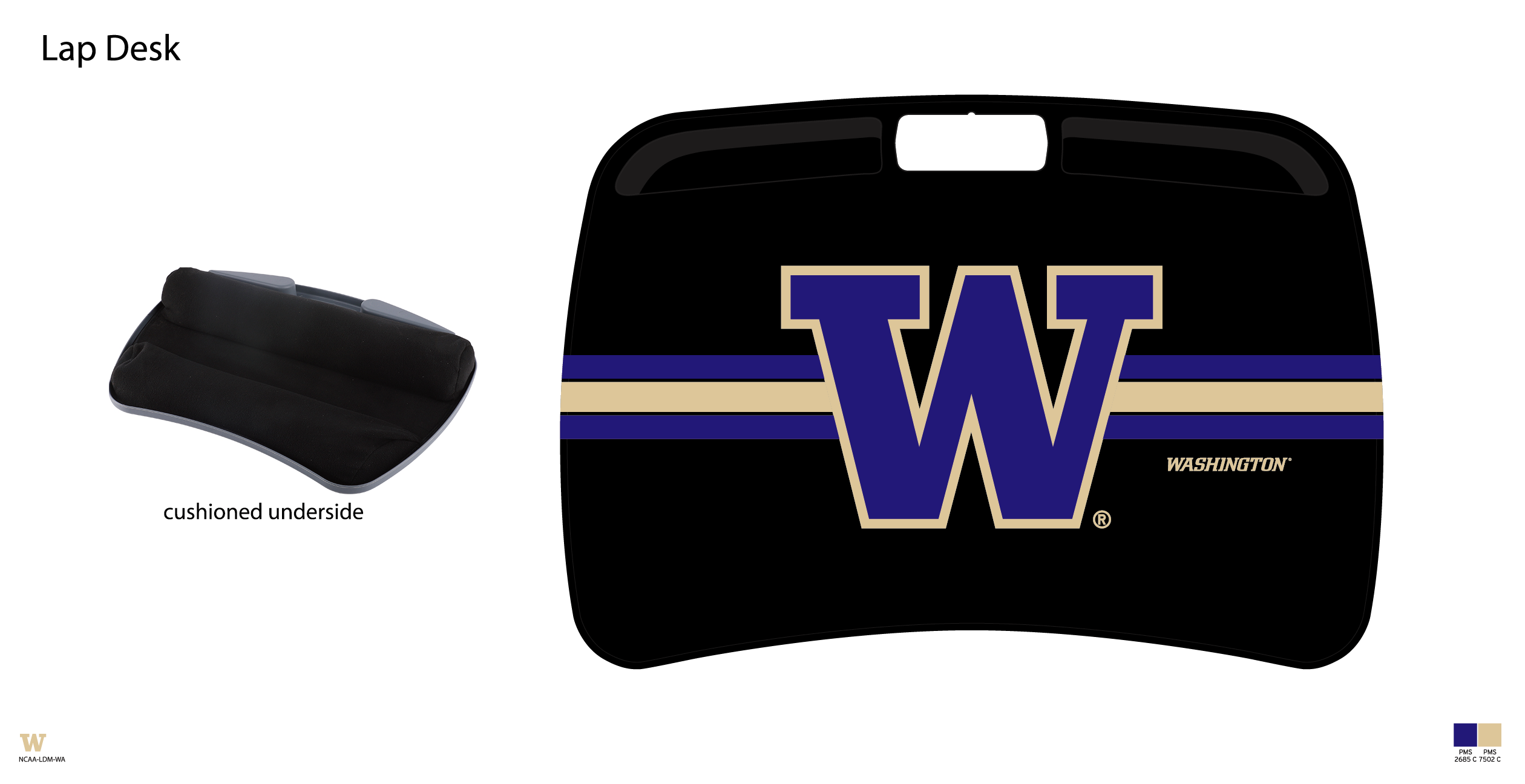 Washington Huskies NCAA Portable Lap Desk with Memory Foam