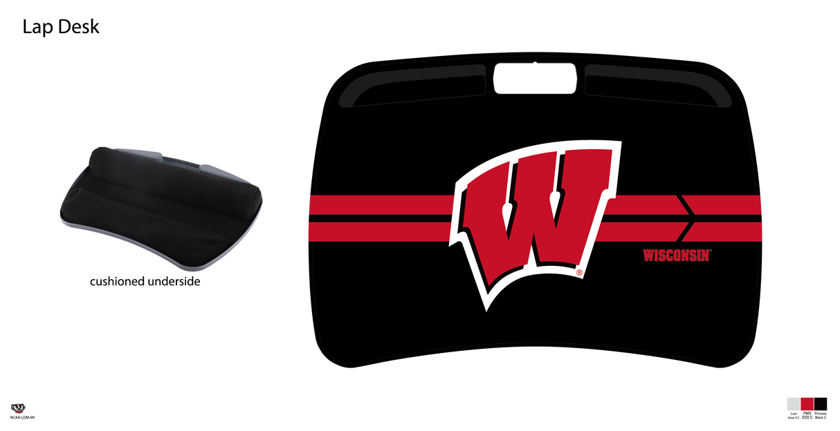 Wisconsin Badgers NCAA Portable Lap Desk with Memory Foam
