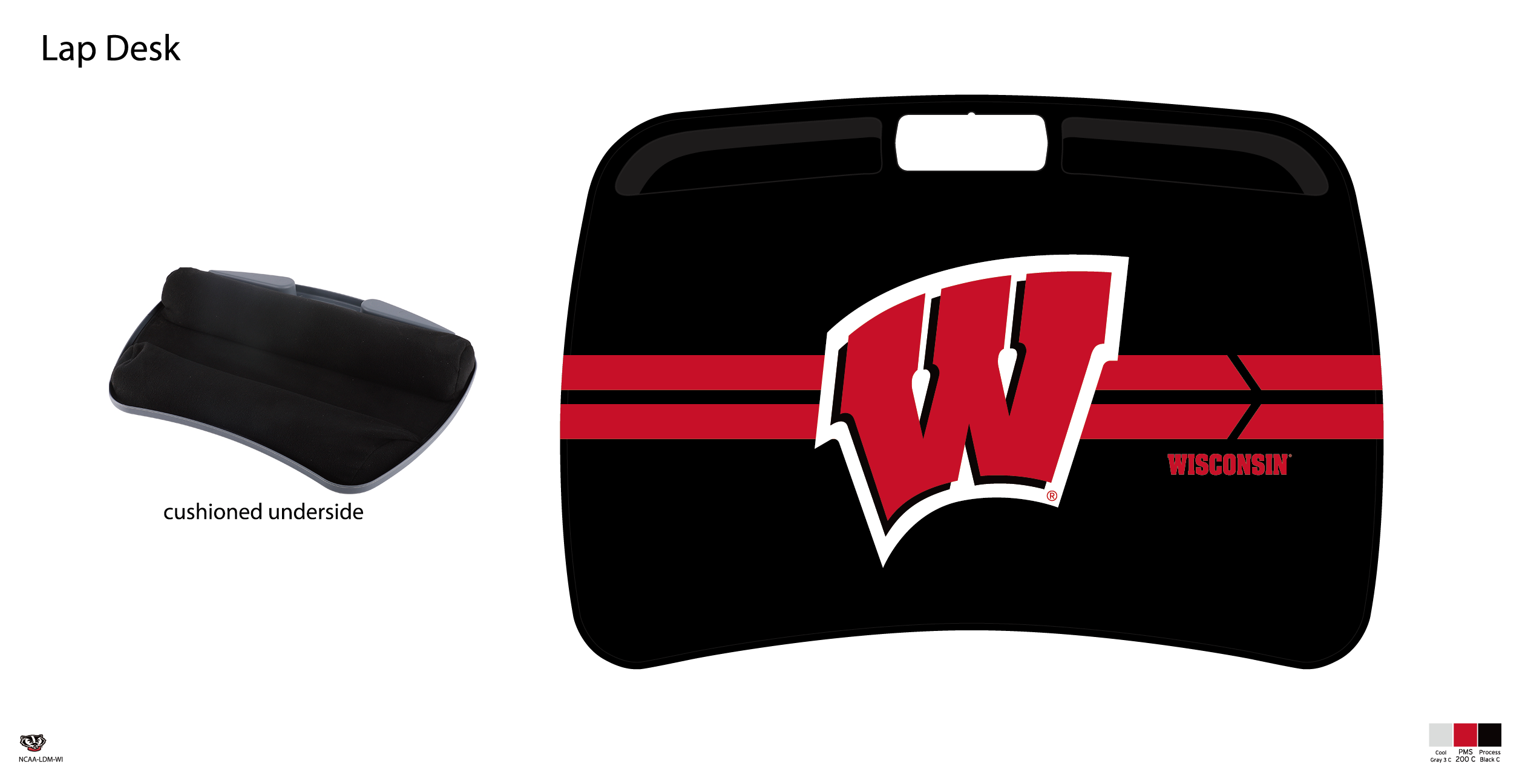 Wisconsin Badgers NCAA Portable Lap Desk with Memory Foam