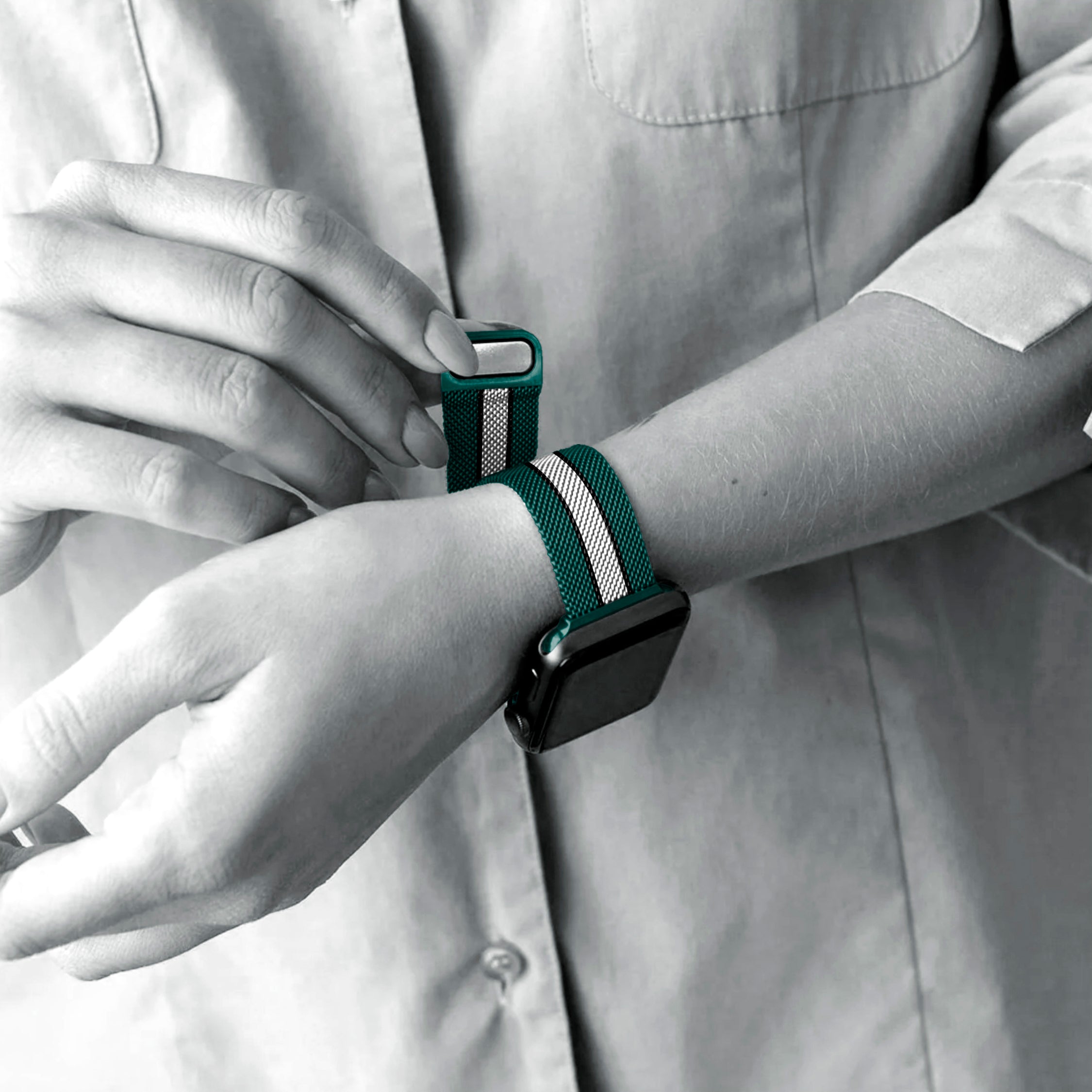 Bemidji State University NCAA Striped Metallic Watch Band (38mm)
